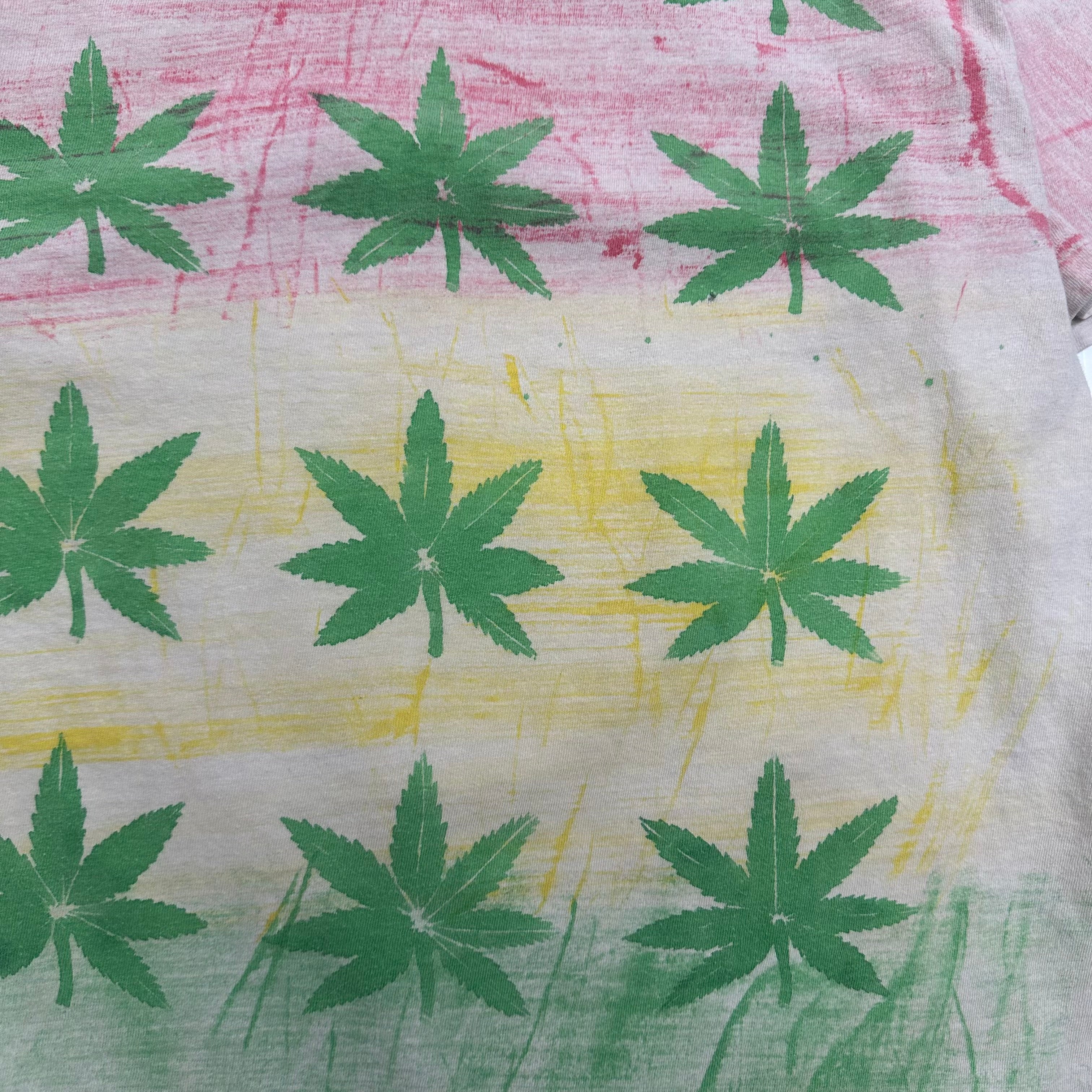 90s Cannabis Jamaica AOP Rasta Graphic Tee M