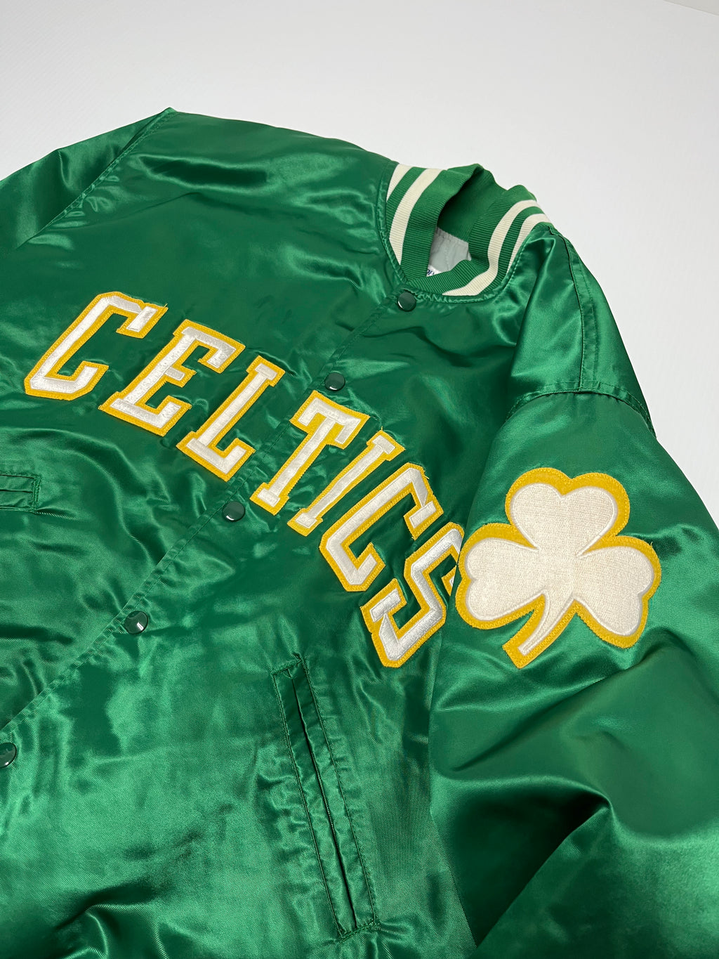 90's Boston Celtics Satin Bomber Jacket L