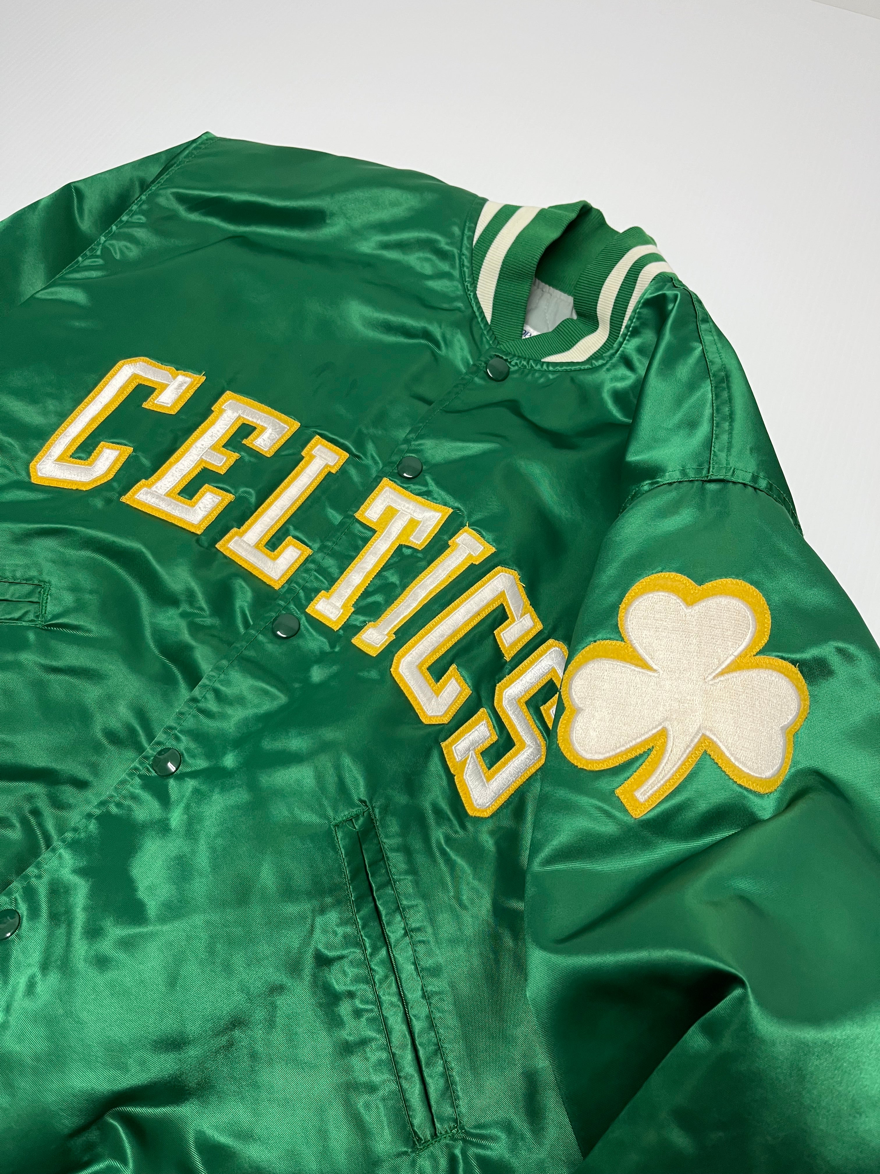 90's Boston Celtics Satin Bomber Jacket L