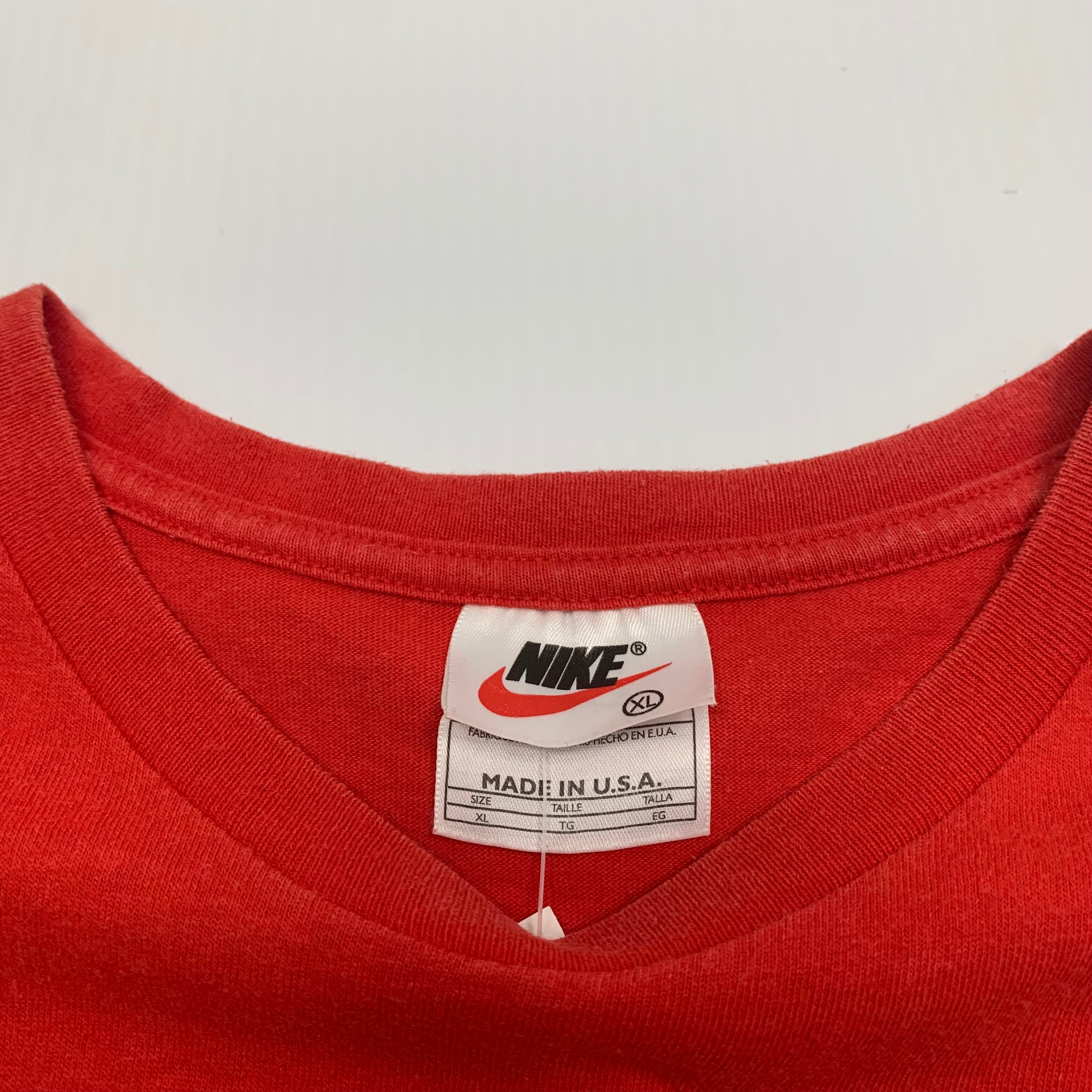 90s Red Nike Soccer Tee XL