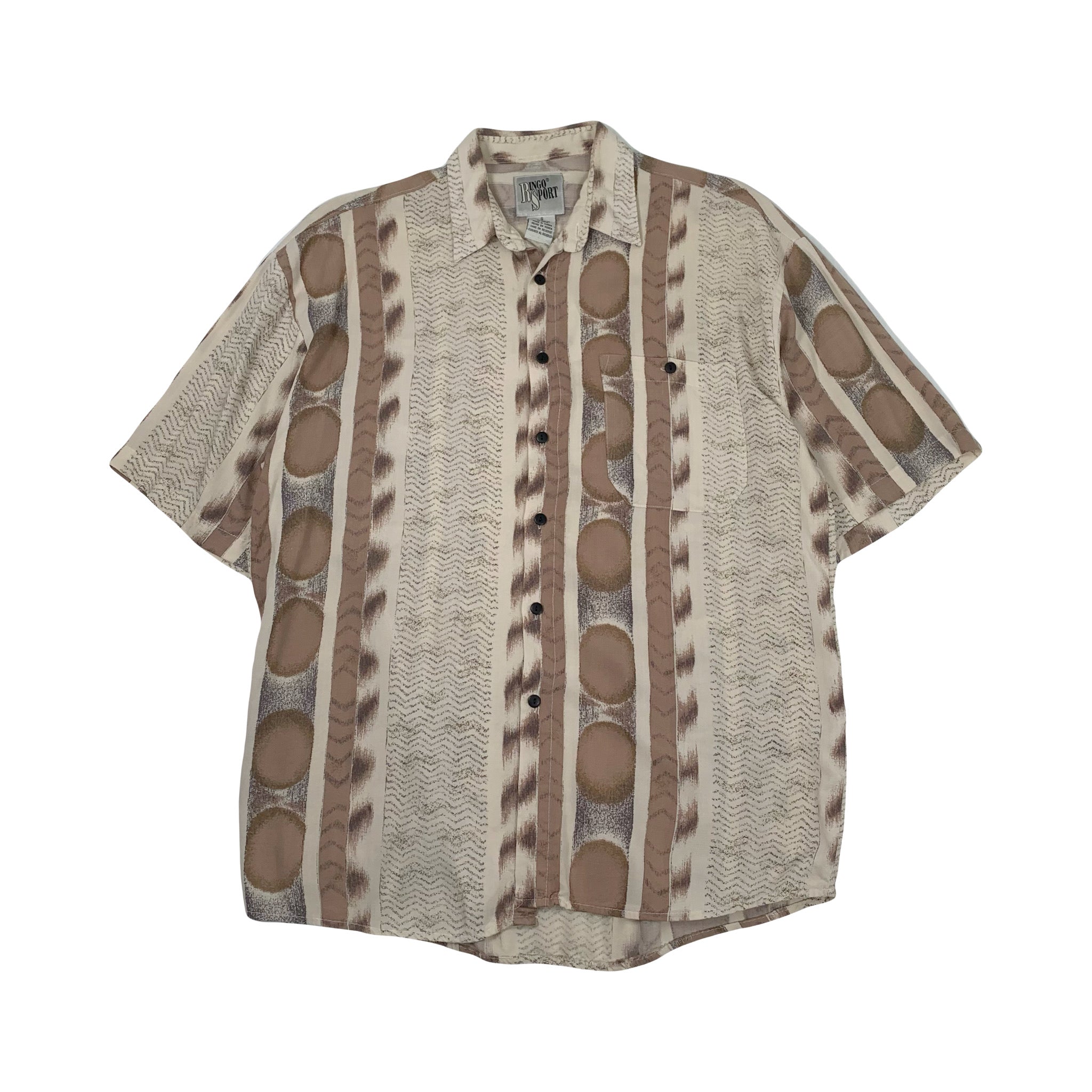 Vintage Ringo Sport Abstract Pattern Short Sleeve Button Up S