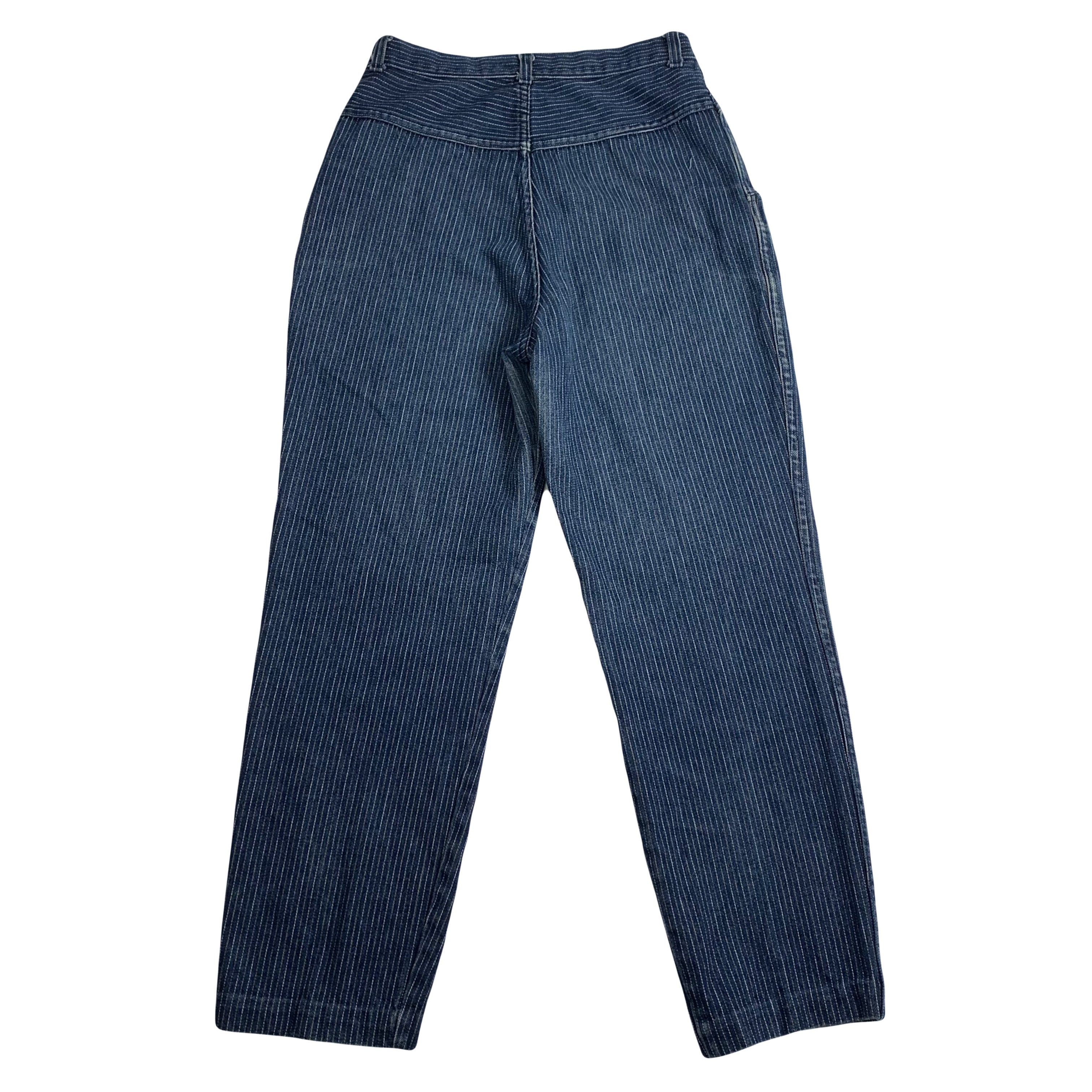 Vintage Pinstripe Dark Wash Denim 28