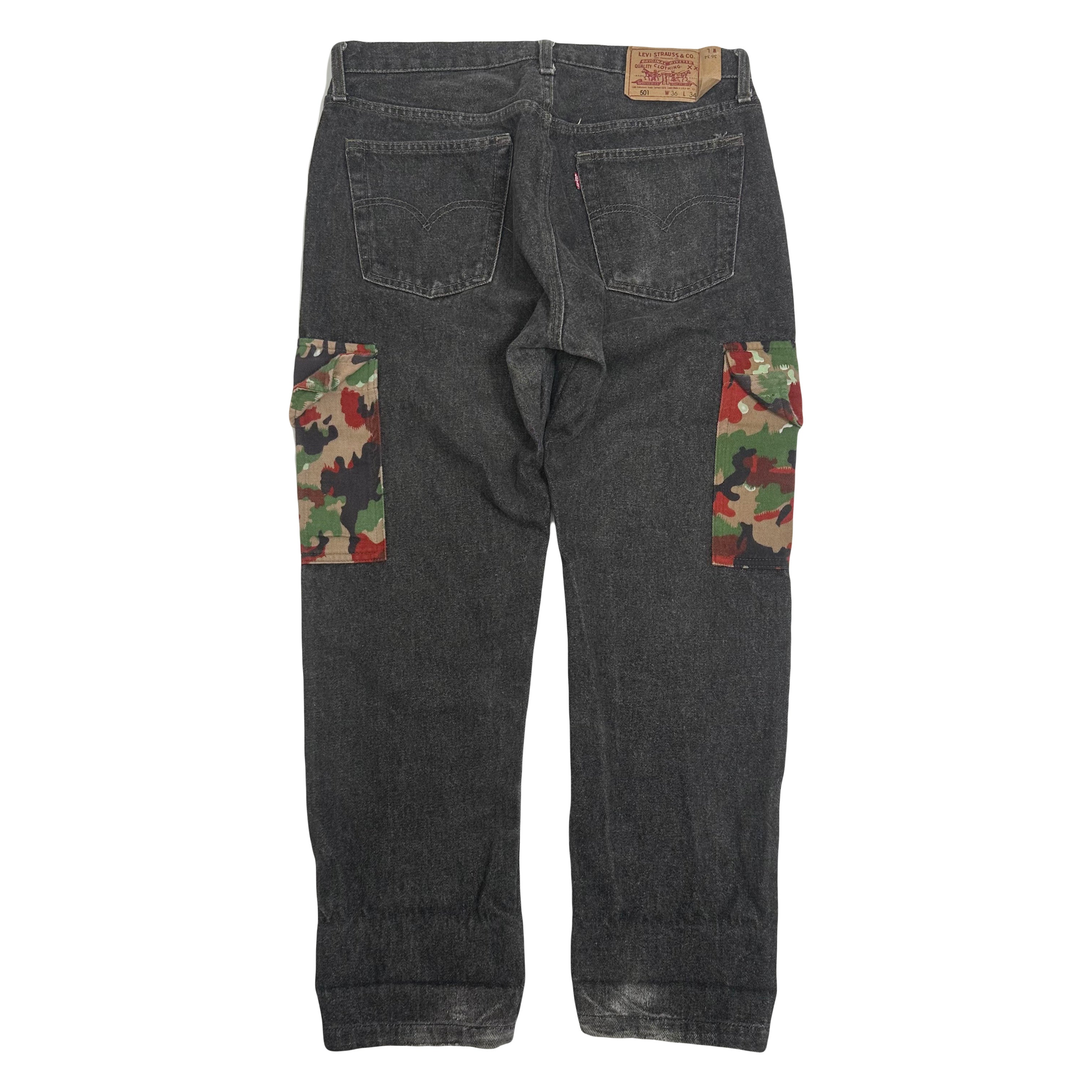 Vintage Levi's 501 Reworked Military Camo Cargo Pocket Denim 32