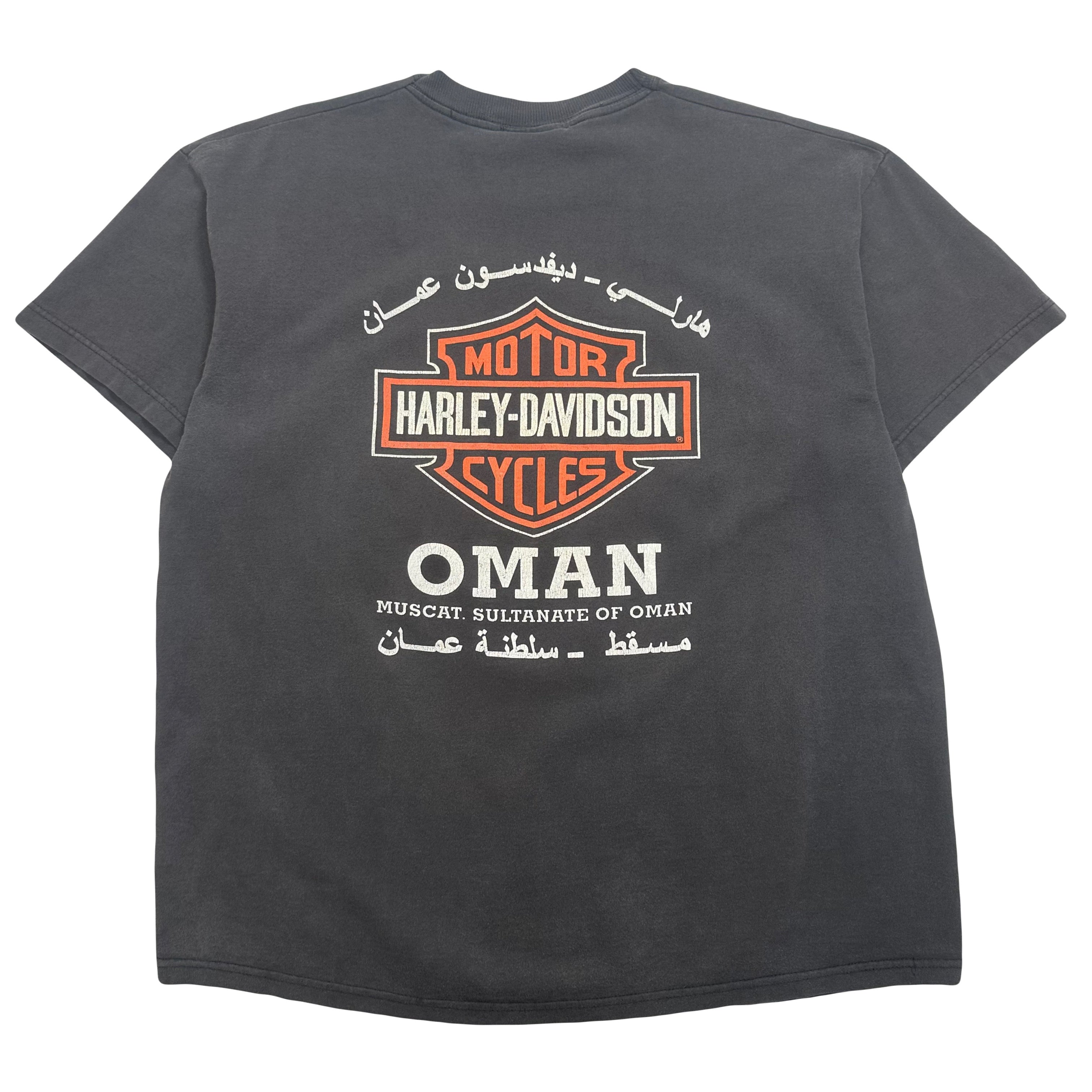 Vintage Harley Davidson Engine Evolution Oman Faded Tee XL