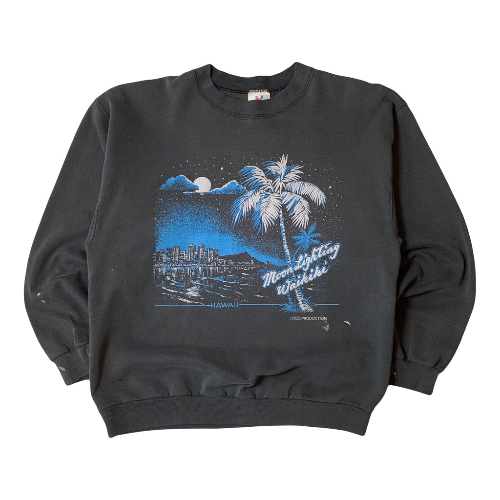 90s Distressed Moonlighting Waikiki Hawaii Crewneck XL
