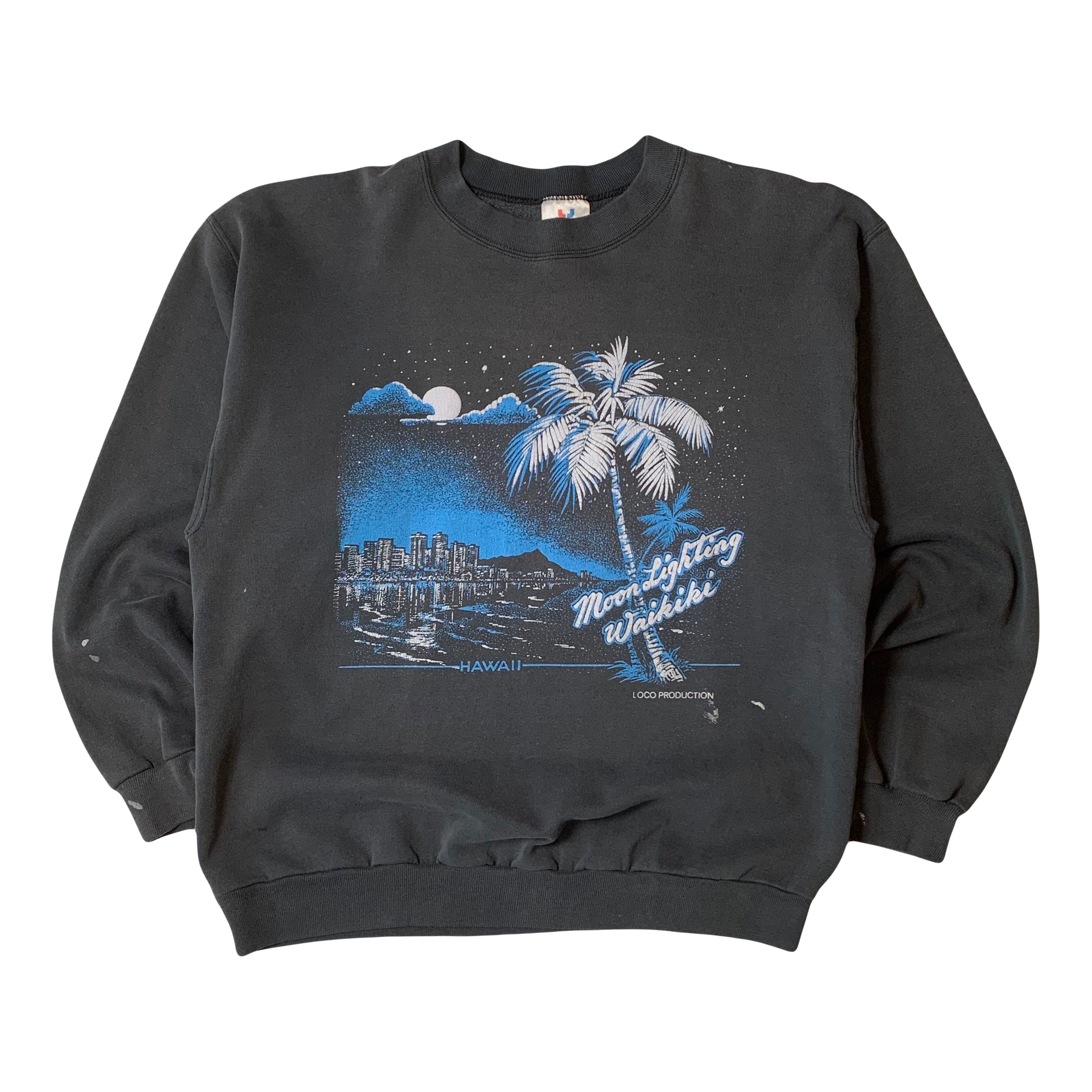 90s Distressed Moonlighting Waikiki Hawaii Crewneck XL