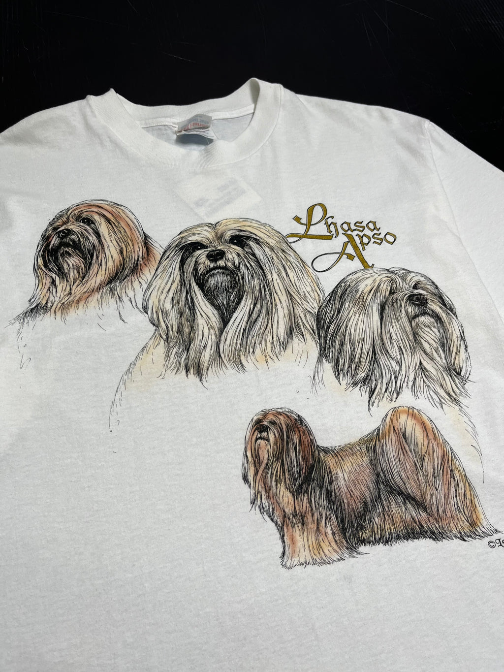 Vintage Lhasa Aspo Dog Graphic Tee L