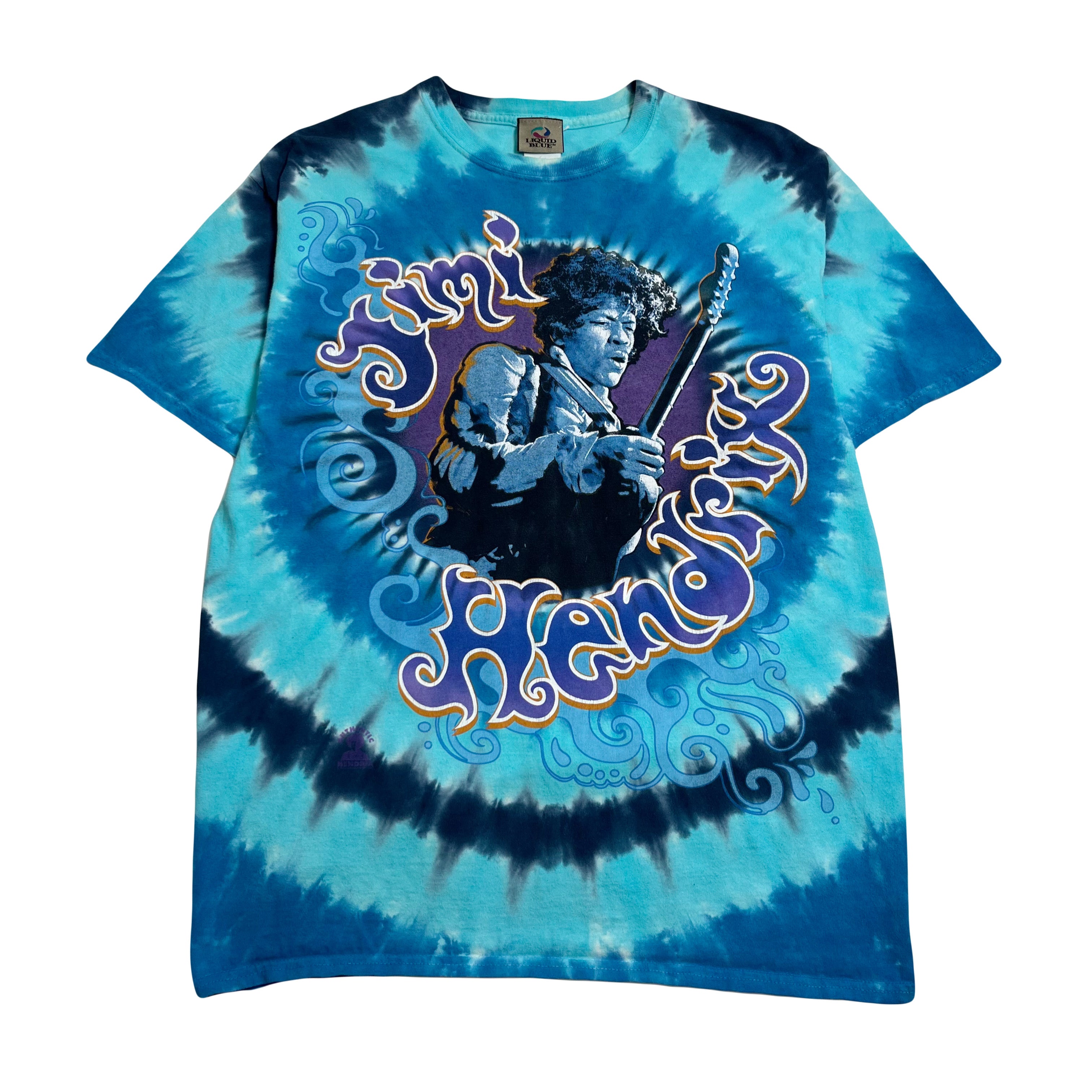 Vintage Jimi Hendrix Tie Dye Liquid Blue L
