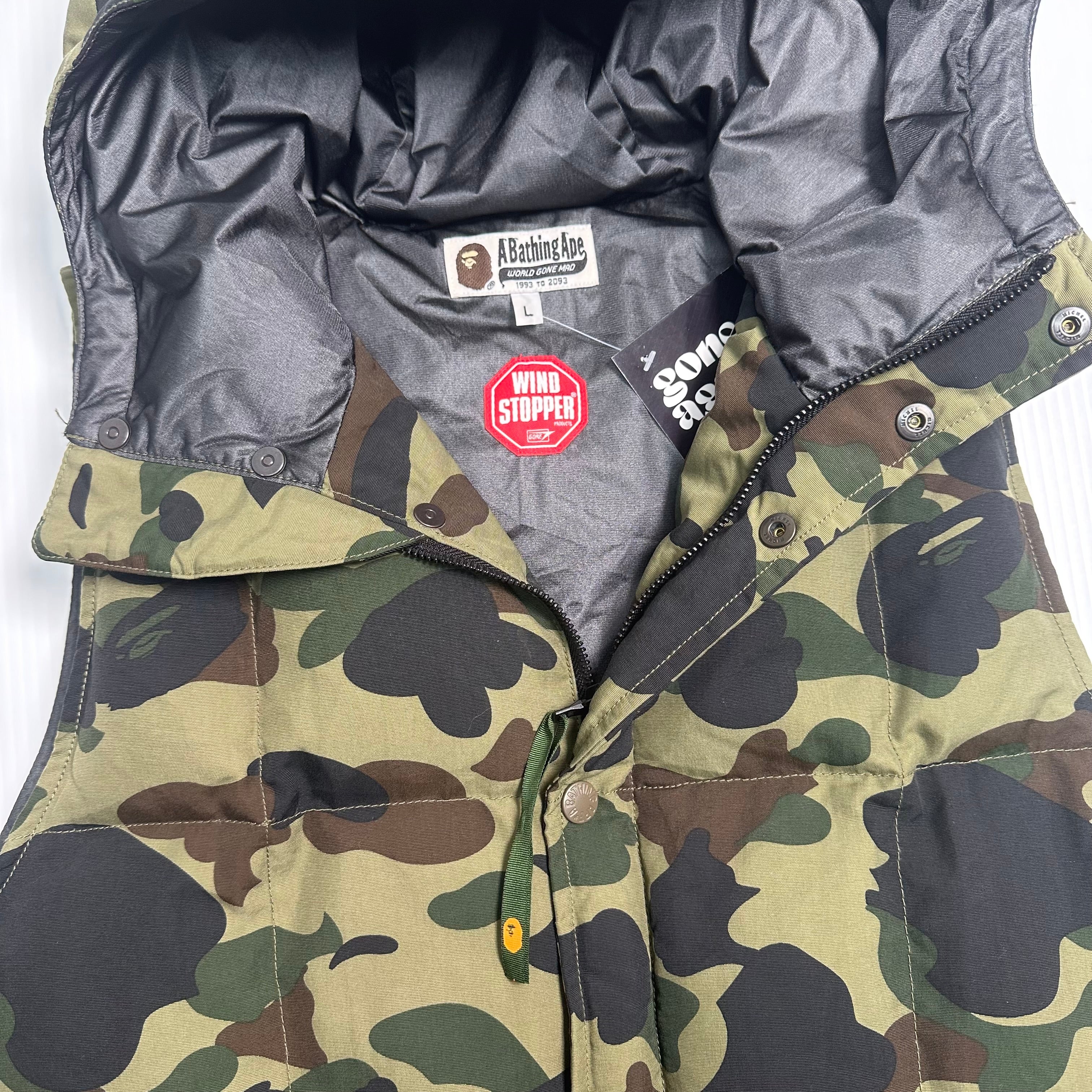 A Bathing Ape Camo Puffer Vest L