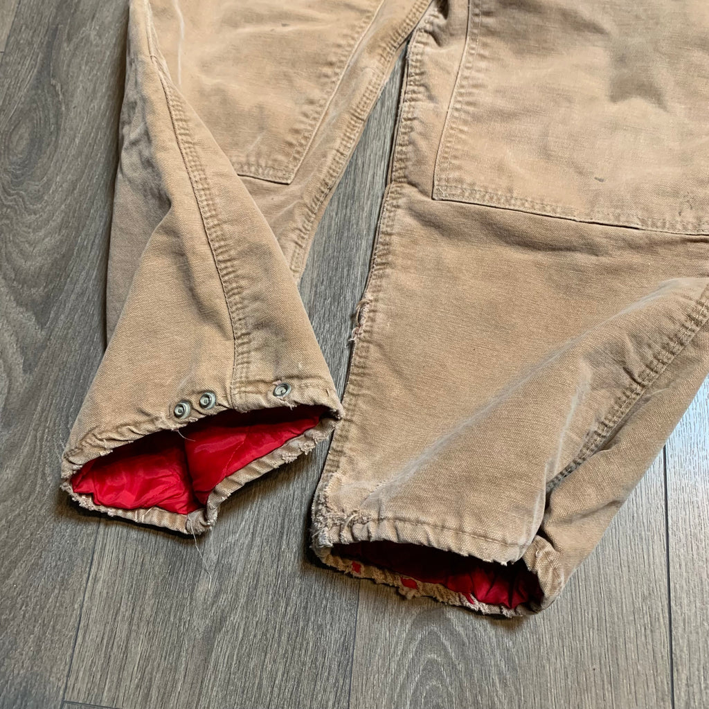 Vintage Faded Brown Carhartt Quilted Overalls 31x29