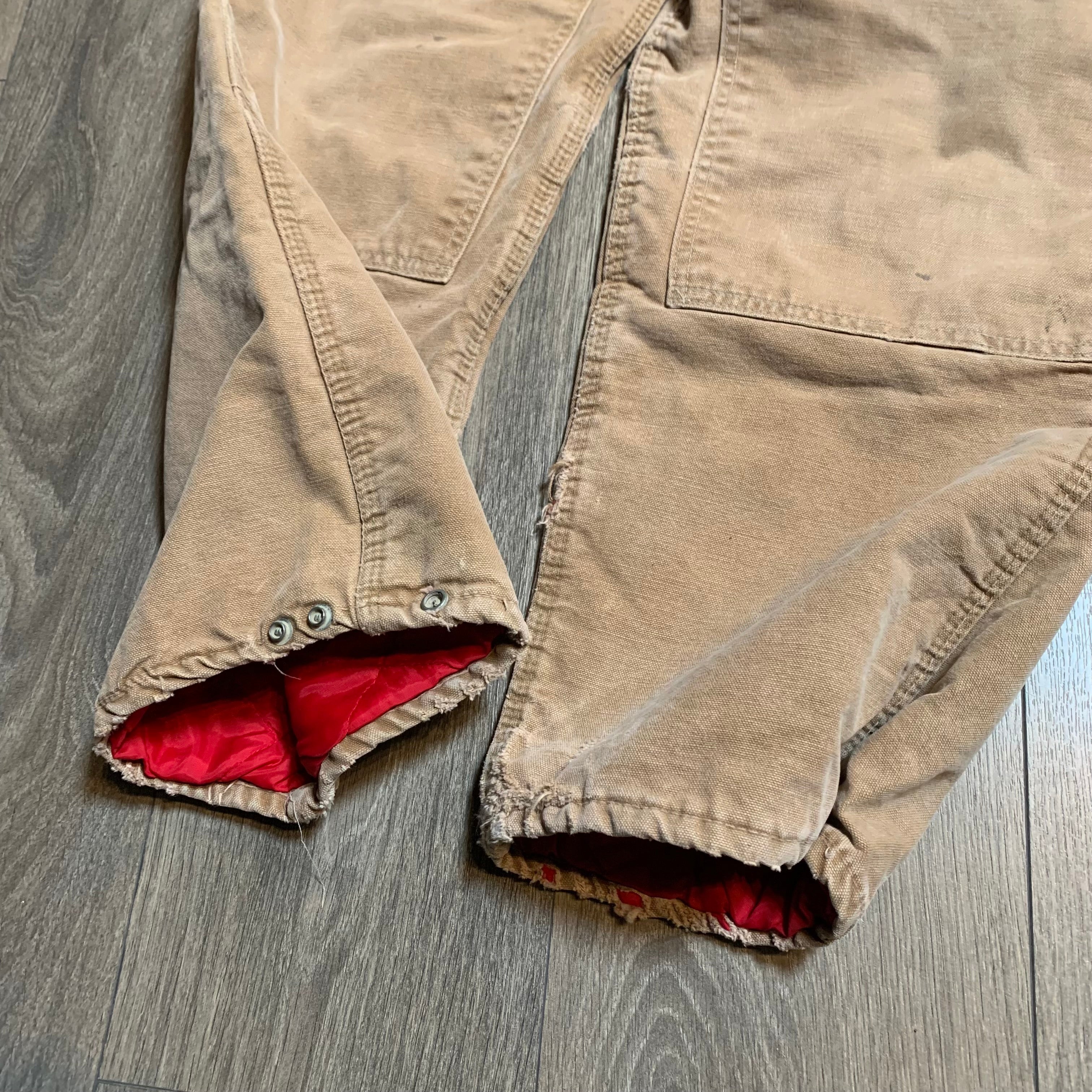 Vintage Faded Brown Carhartt Quilted Overalls 31x29
