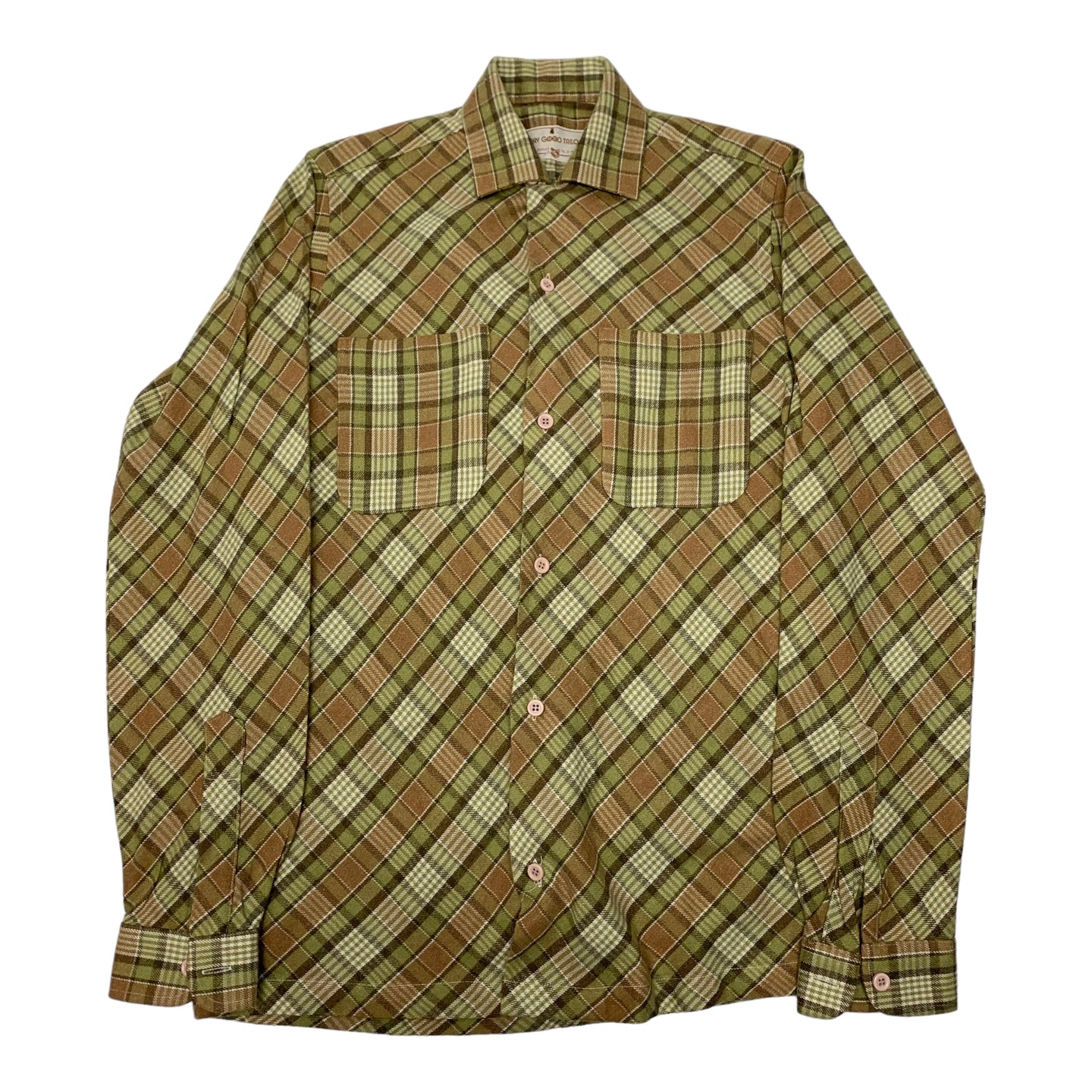 90s Plaid Green Button Up L