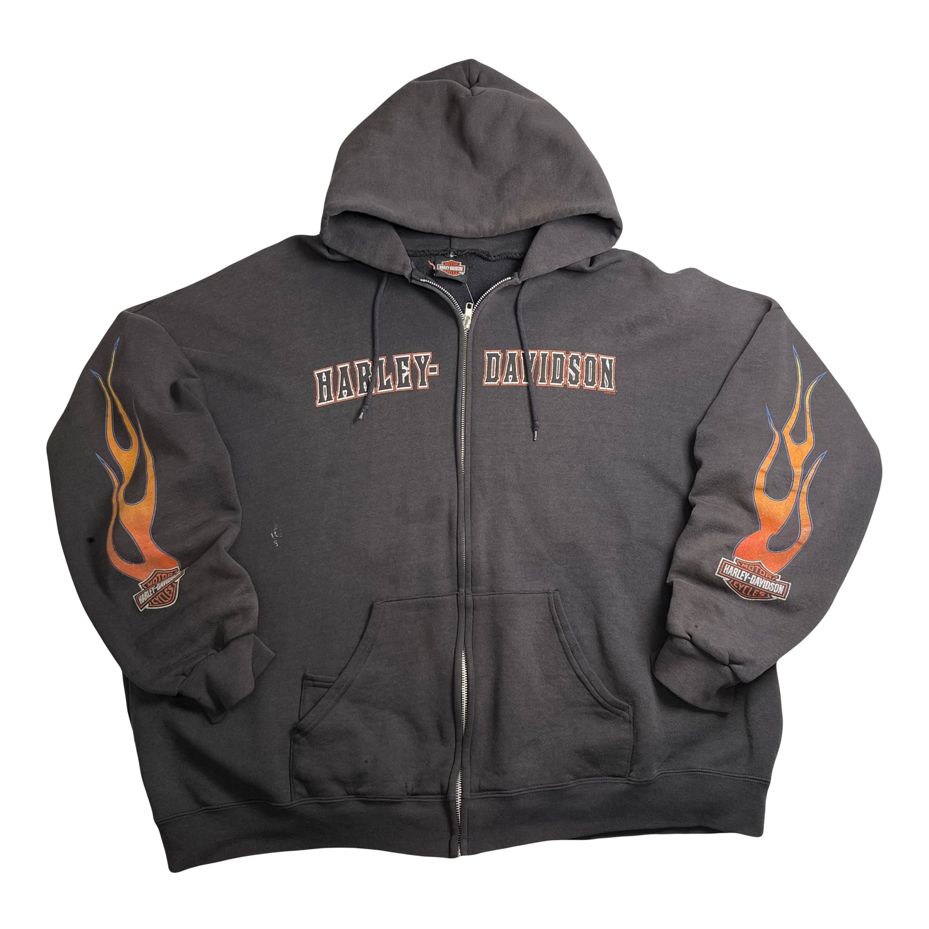 Vintage Harley Davidson Vancouver Flame Zip Hoodie XXL