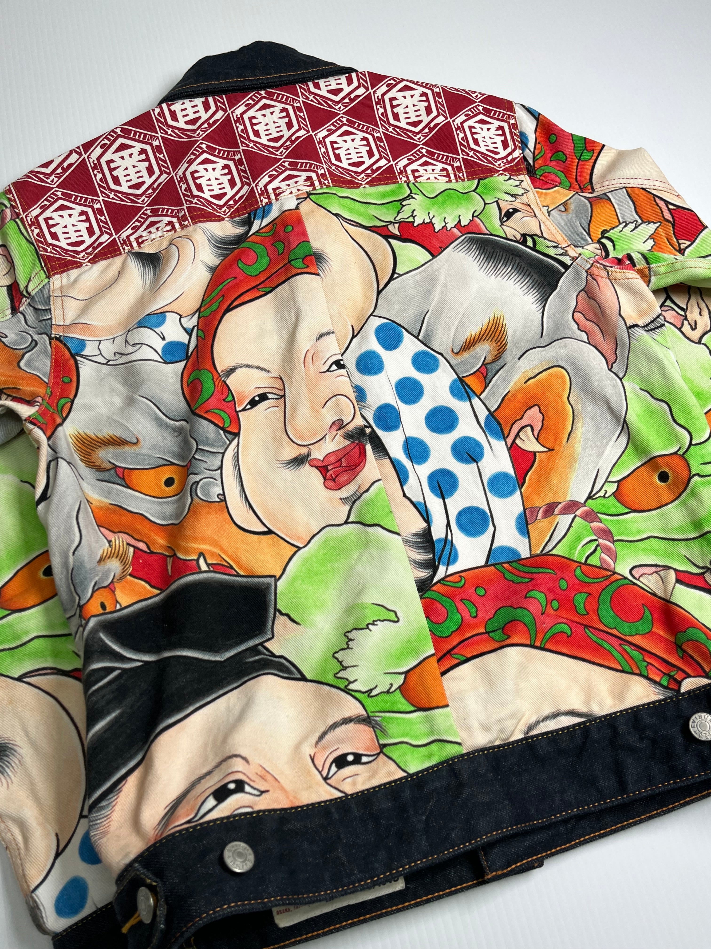 Evisu Faces AOP Denim Jacket M