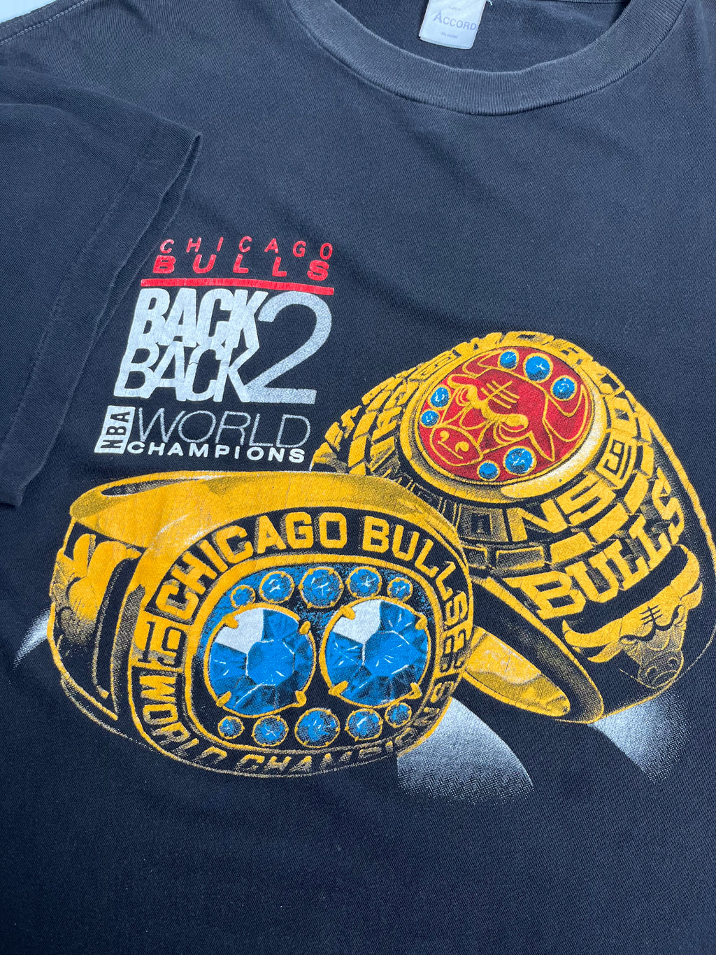 90s Chicago Bulls Back 2 Back World Champions Tee XL