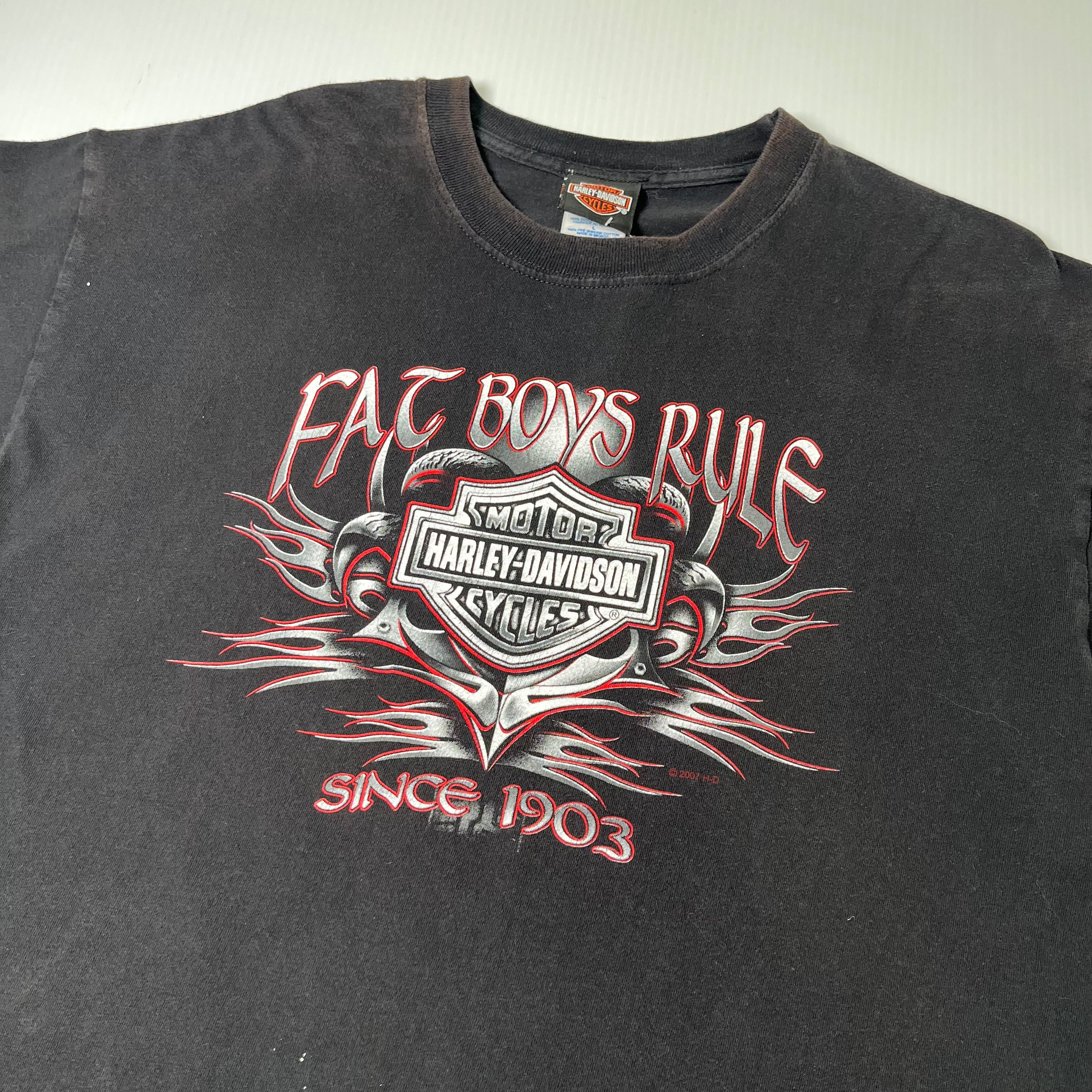 Harley Davidson Fat Boys Rule Red Deer Alberta Tee L