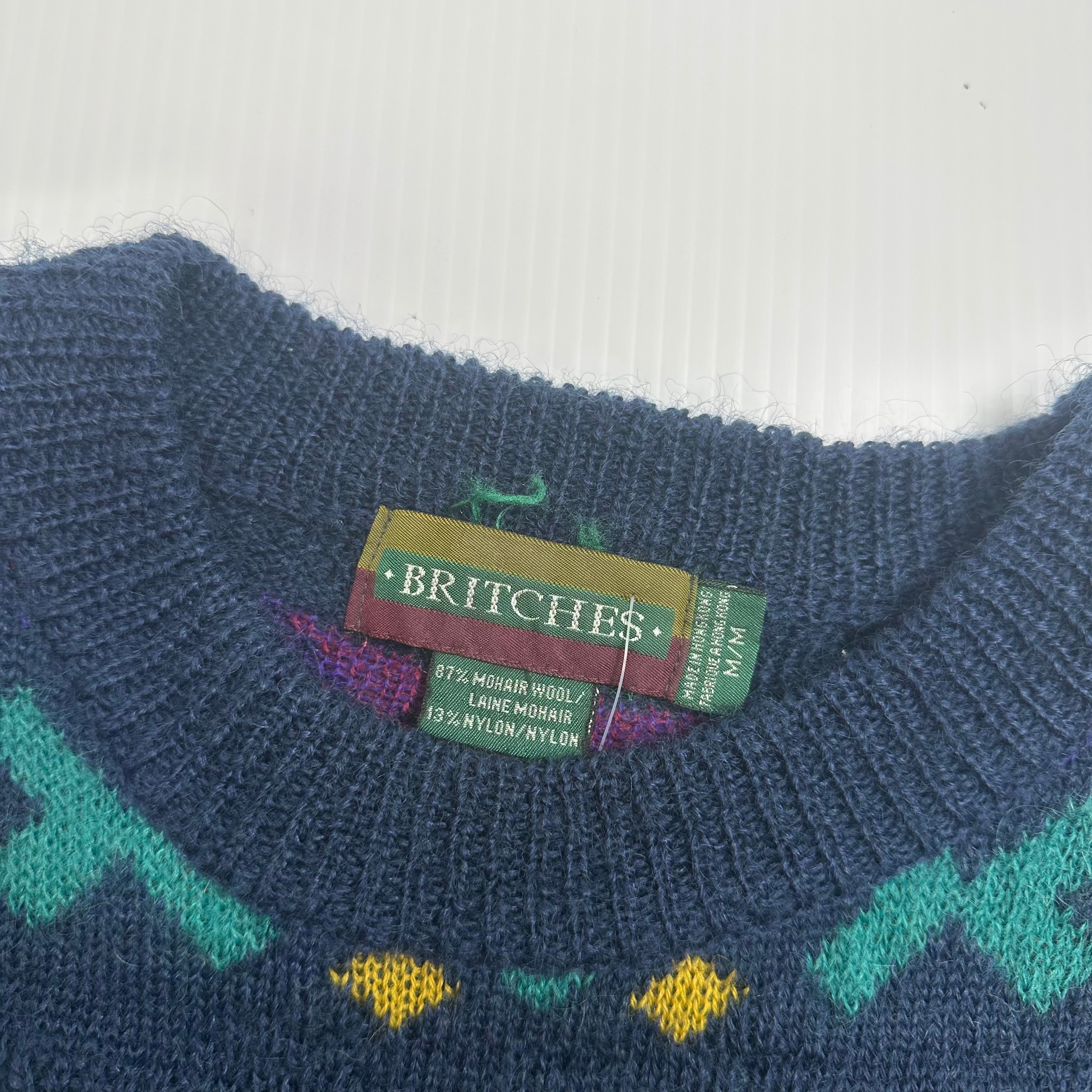 Vintage Britches Abstract Pattern Knit Mohair Blend Sweater M