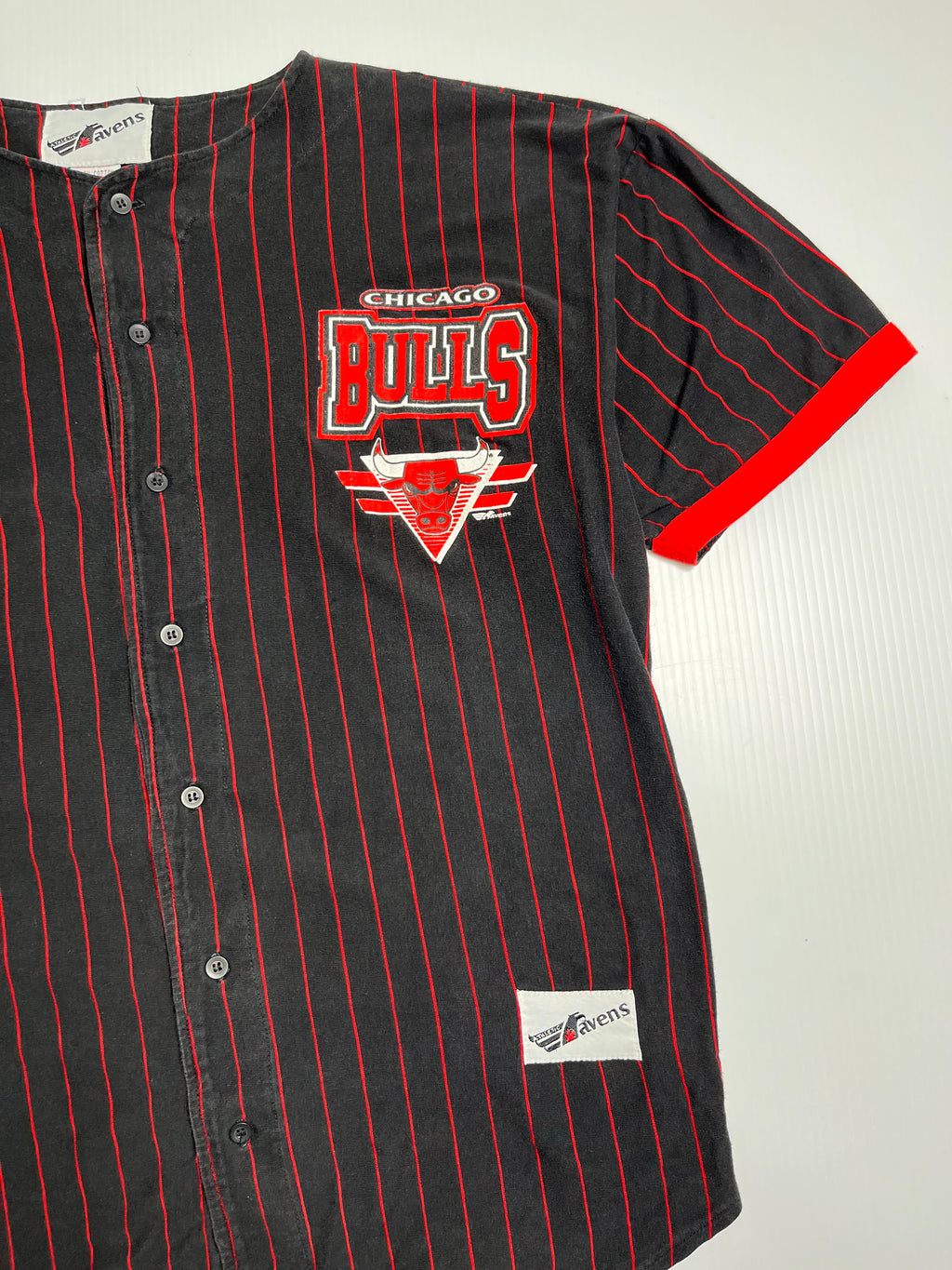 90s Chicago Bulls Ravens Pinstripe Baseball Jersey M
