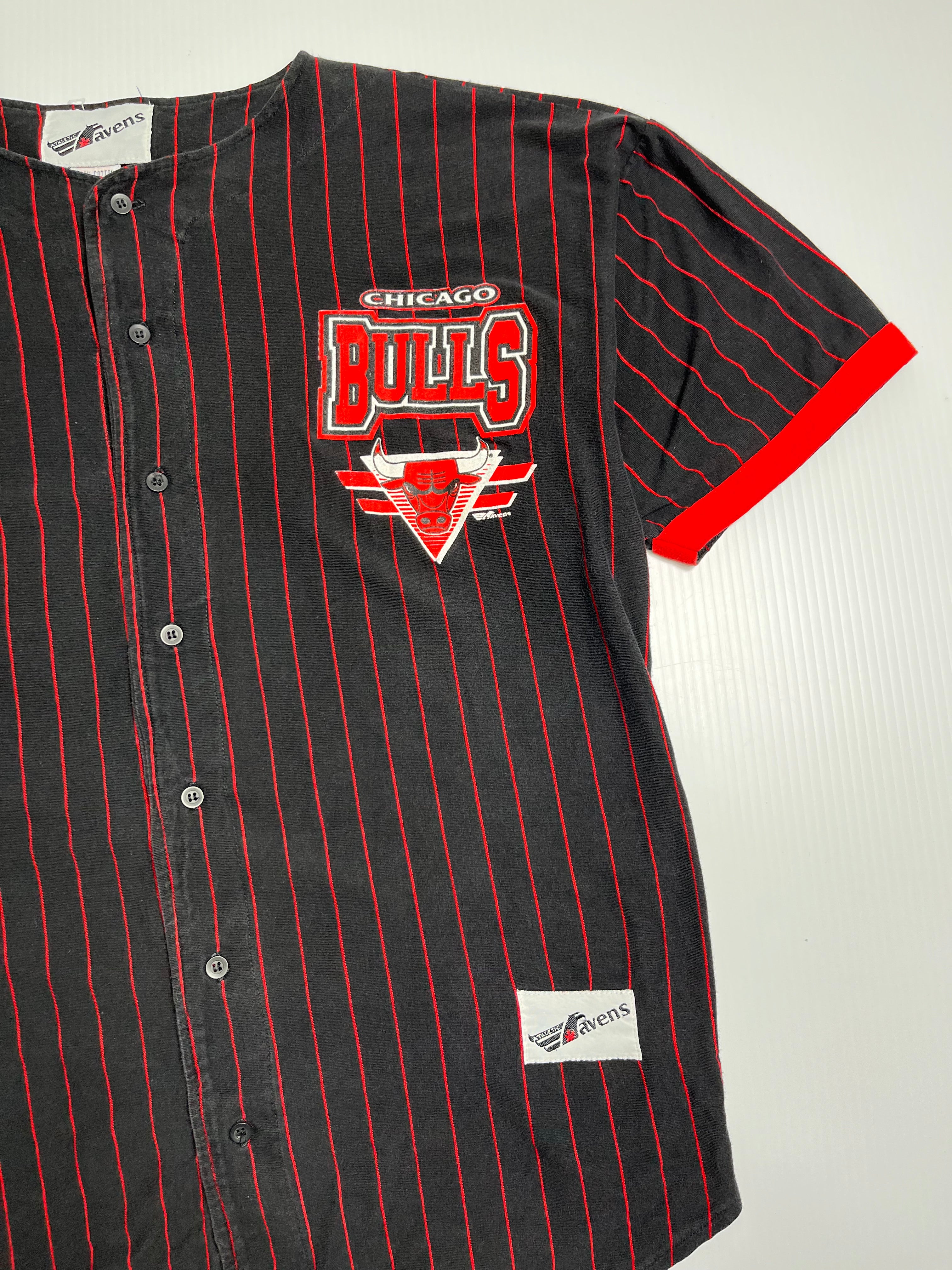 90s Chicago Bulls Ravens Pinstripe Baseball Jersey M