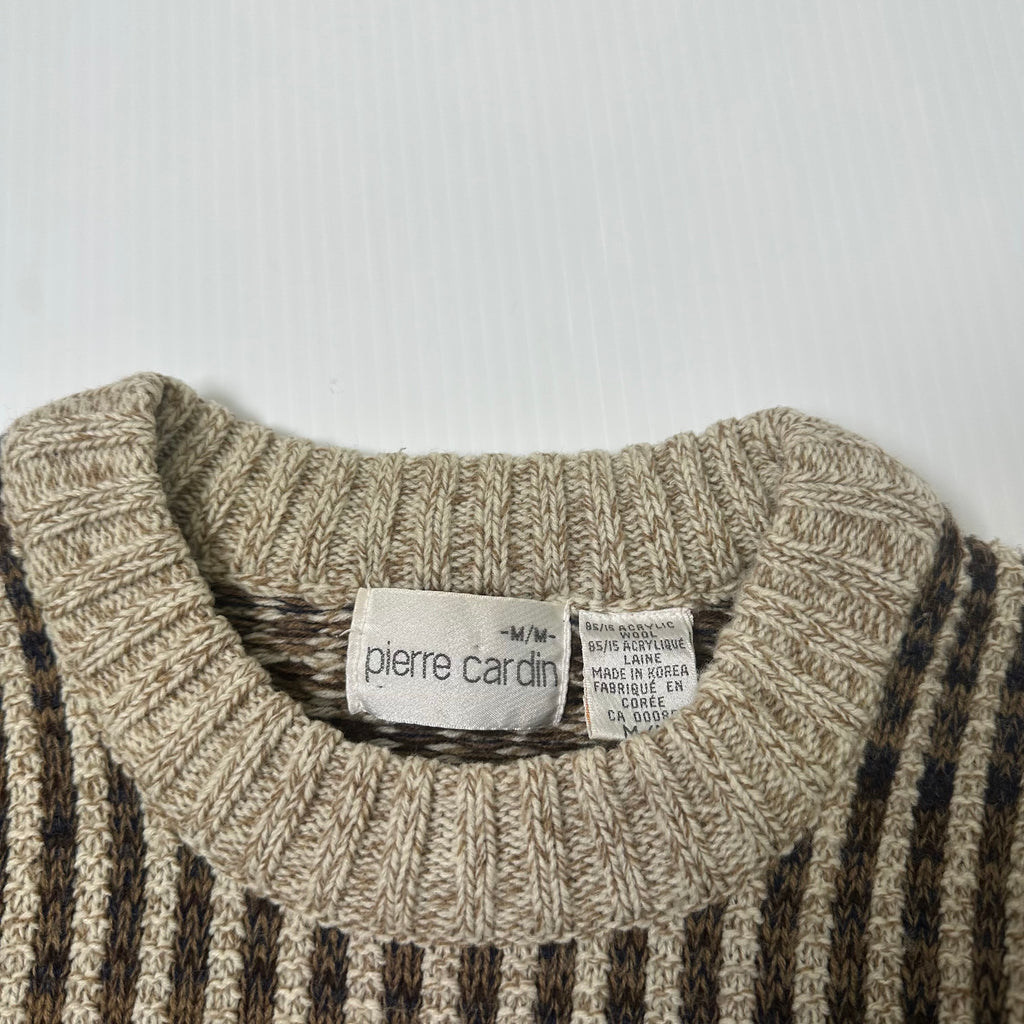 Vintage Pierre Cardin Line Pattern Knit Sweater M
