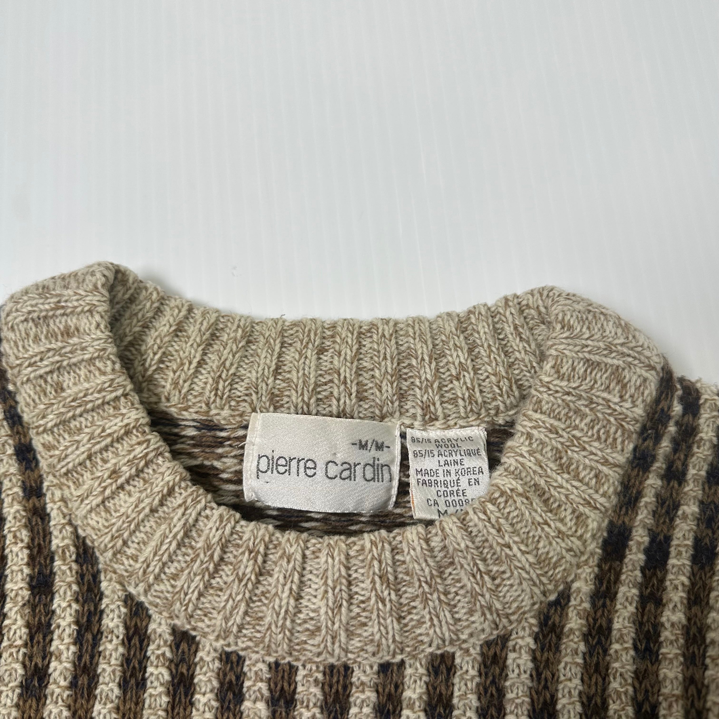 Vintage Pierre Cardin Line Pattern Knit Sweater M