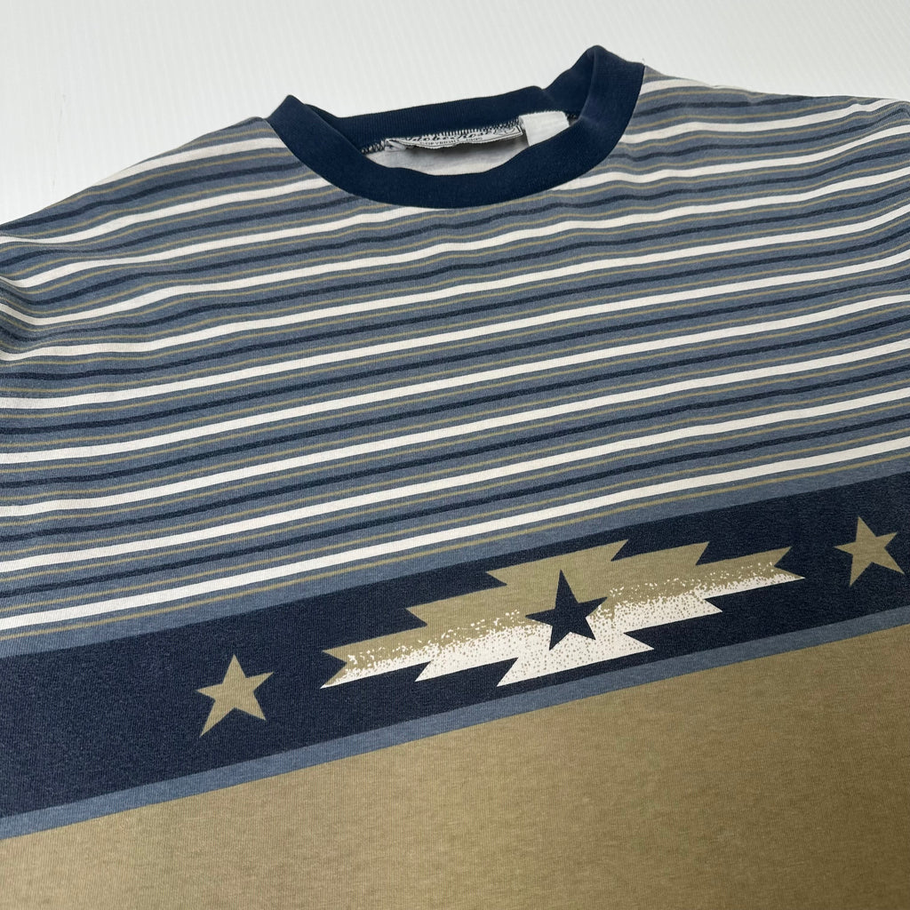 Vintage Adobe Rose Western Striped Tee M