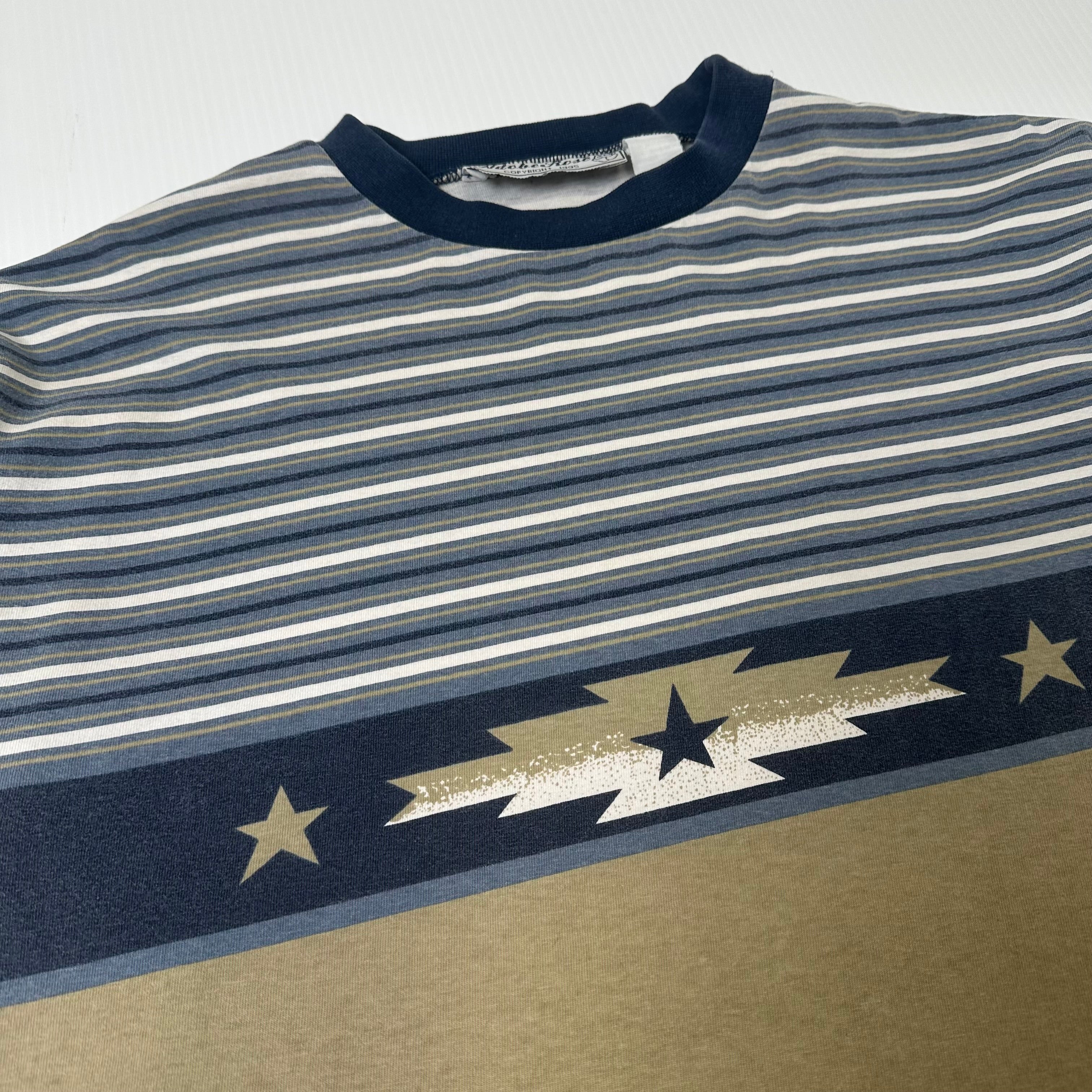 Vintage Adobe Rose Western Striped Tee M