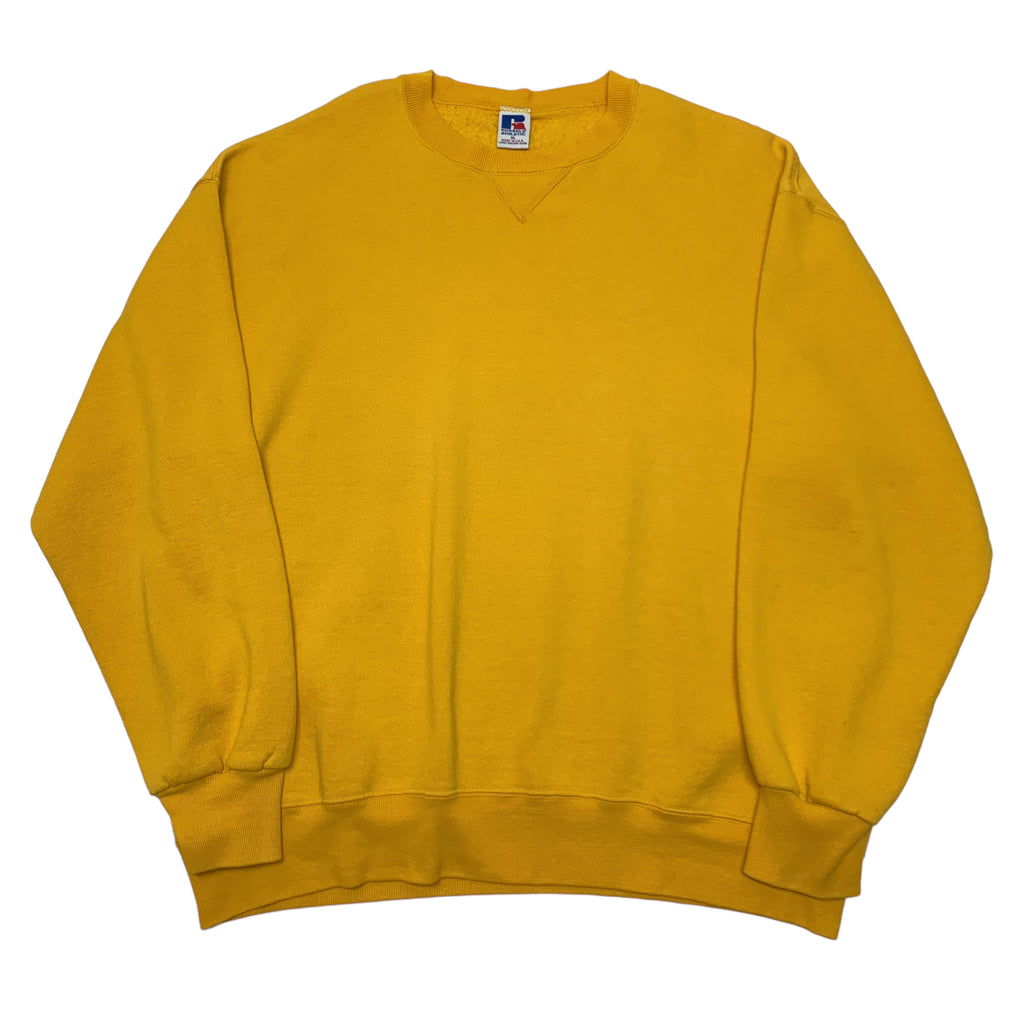90s Yellow Blank Russell Athletic Crewneck XL