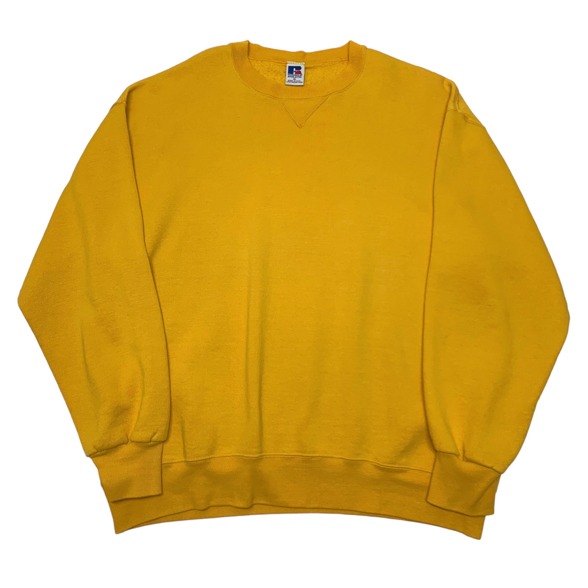 90s Yellow Blank Russell Athletic Crewneck XL