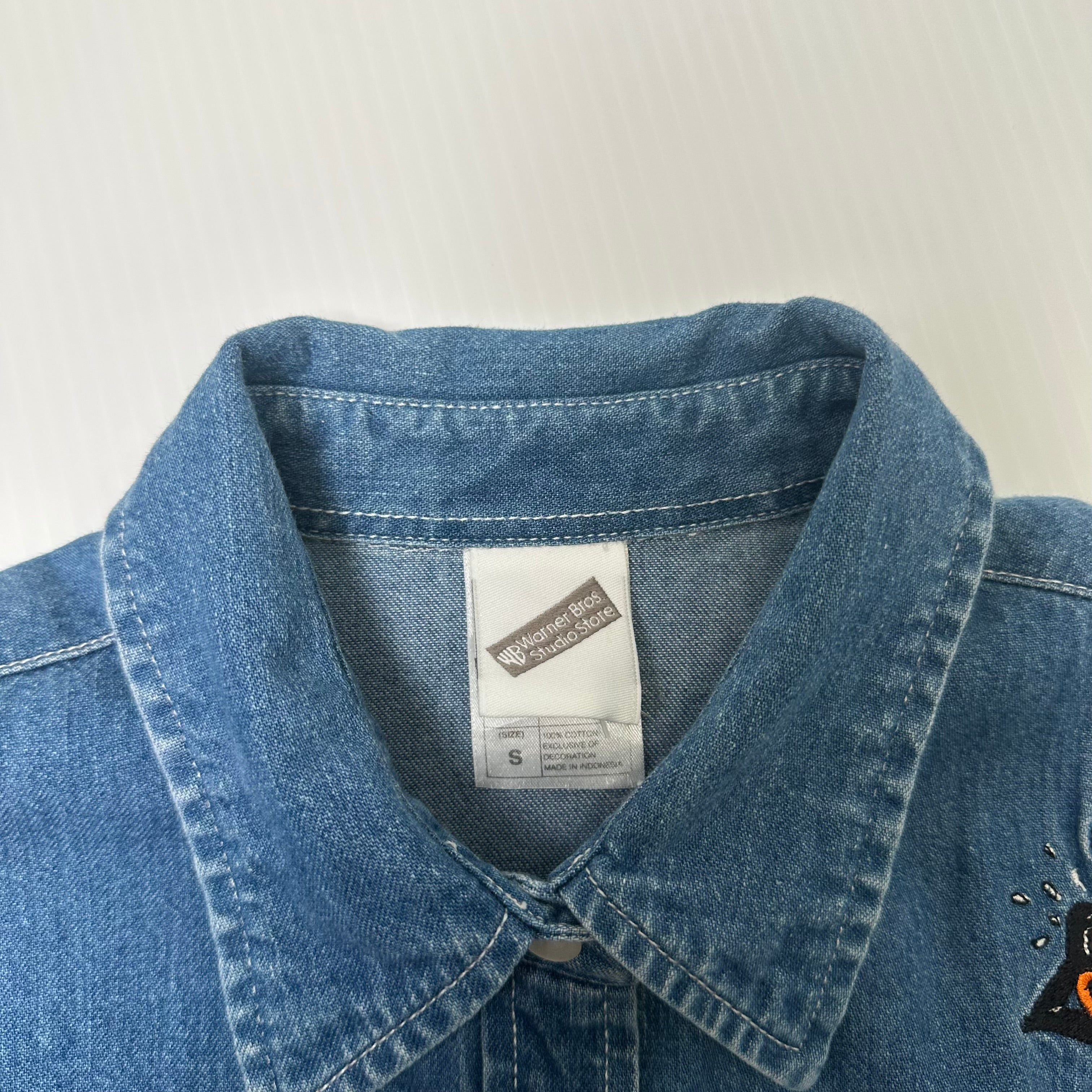 Vintage Warner Bros. Roller Coaster Characters Denim Shirt S