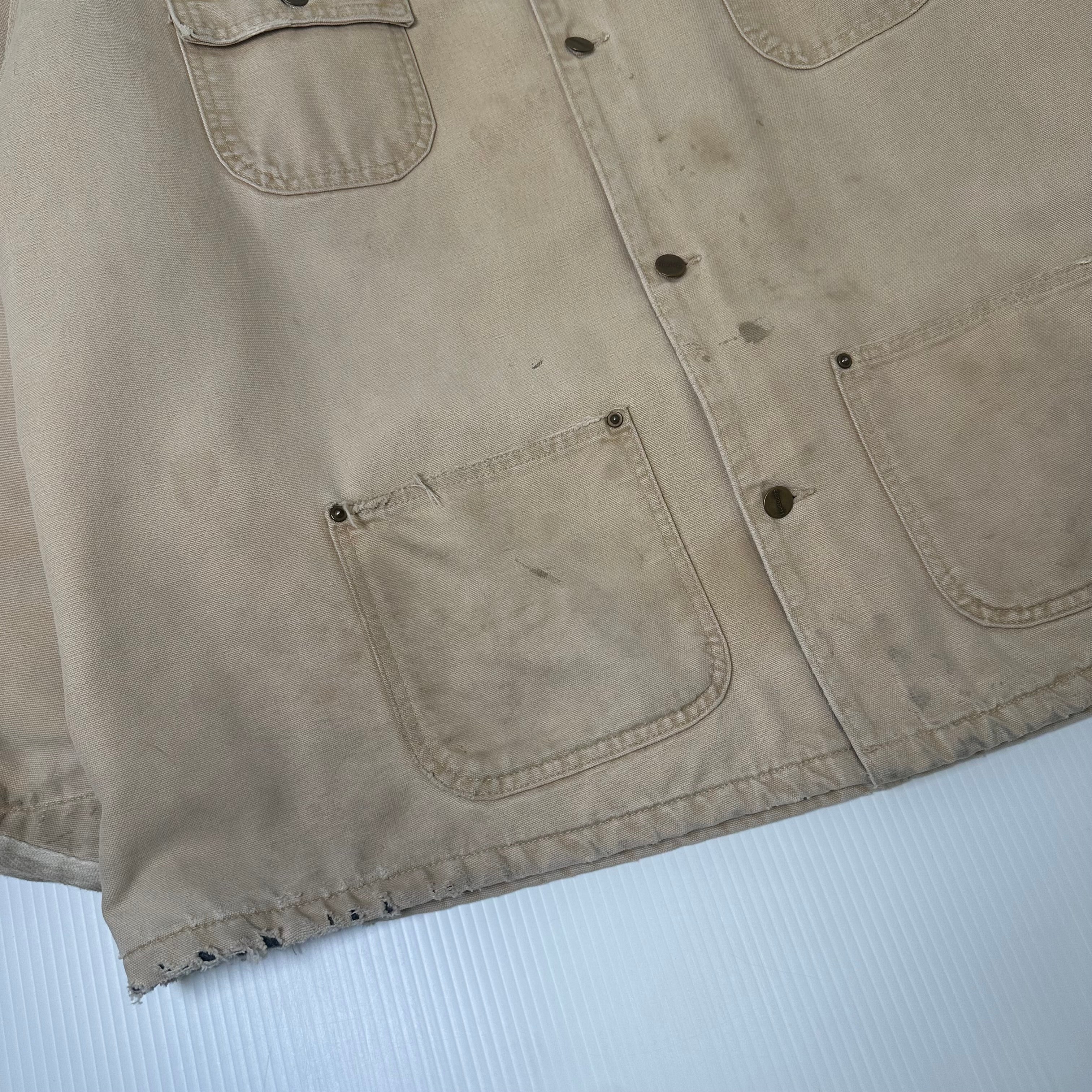 Vintage Carhartt Blanket Lined Faded Chore Coat XXL