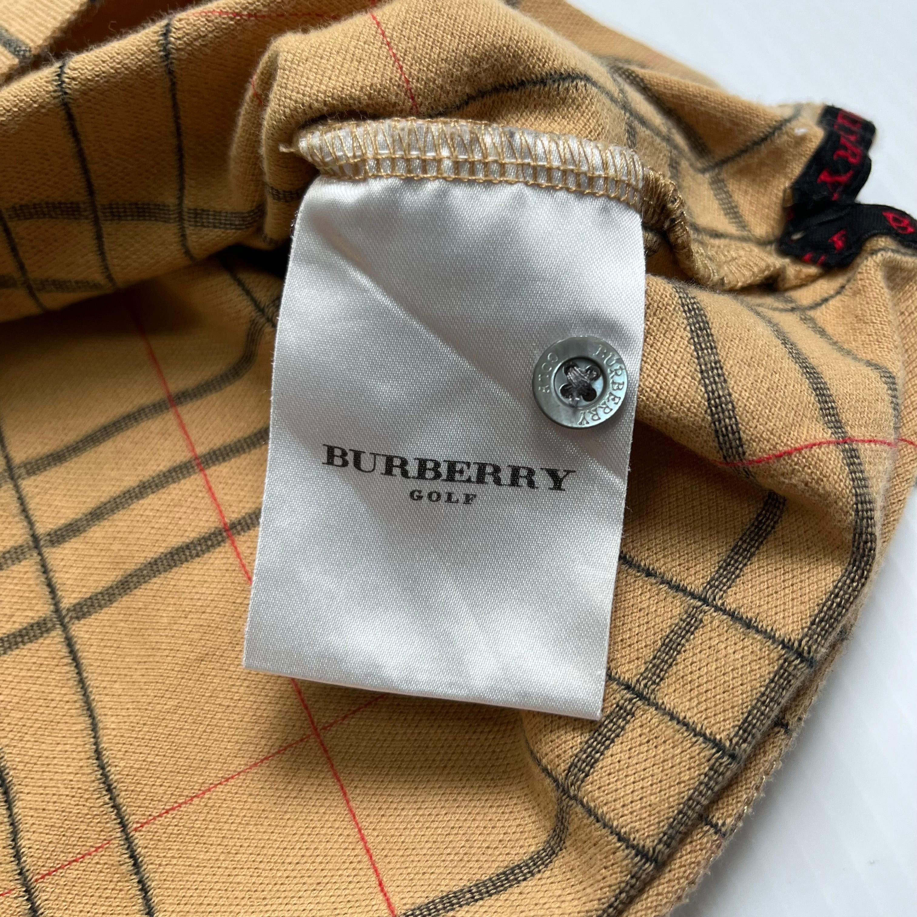 Vintage Burberry Golf Pattern Polo Shirt XL