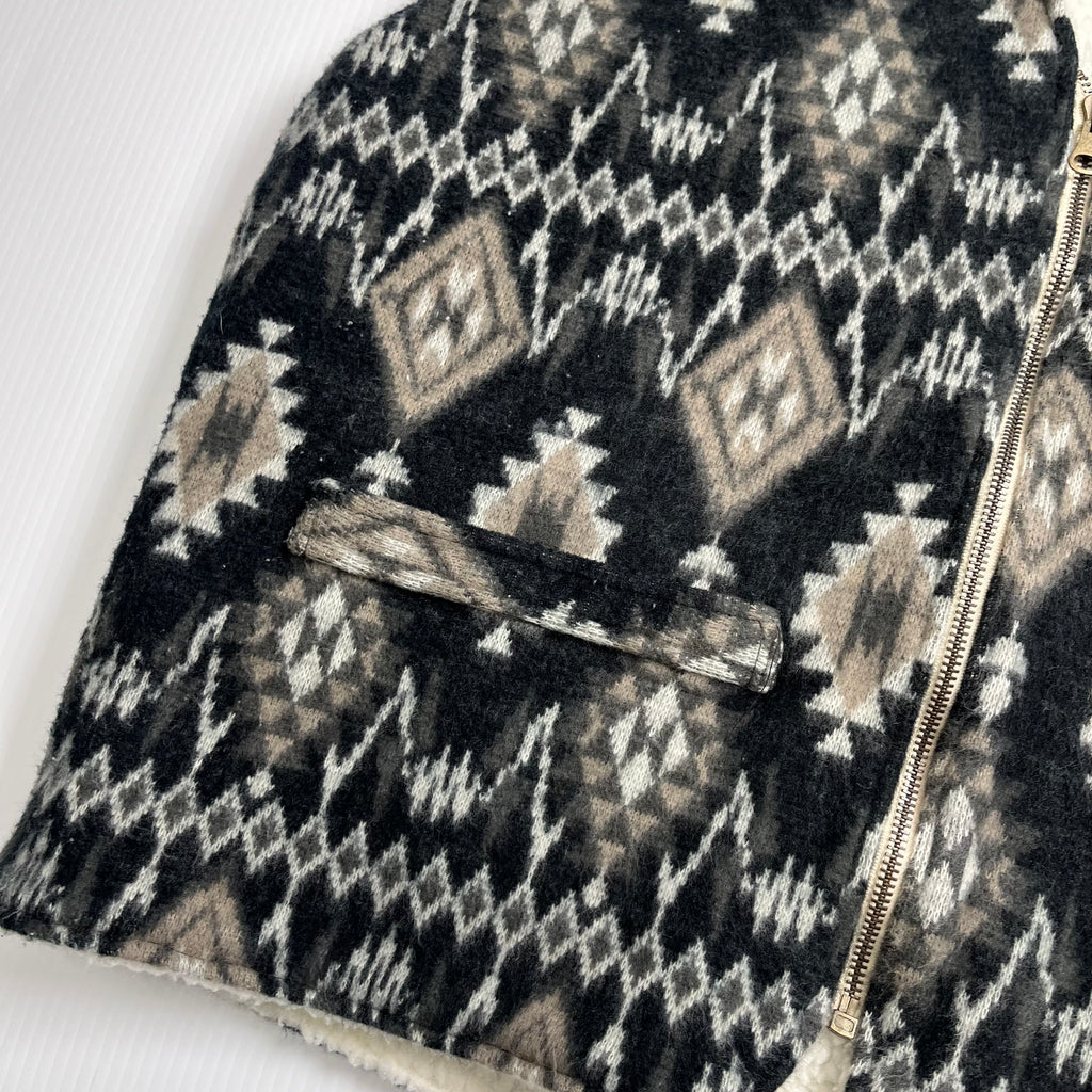 Vintage Wicked Sherpa Lined Pattern Vest XXL