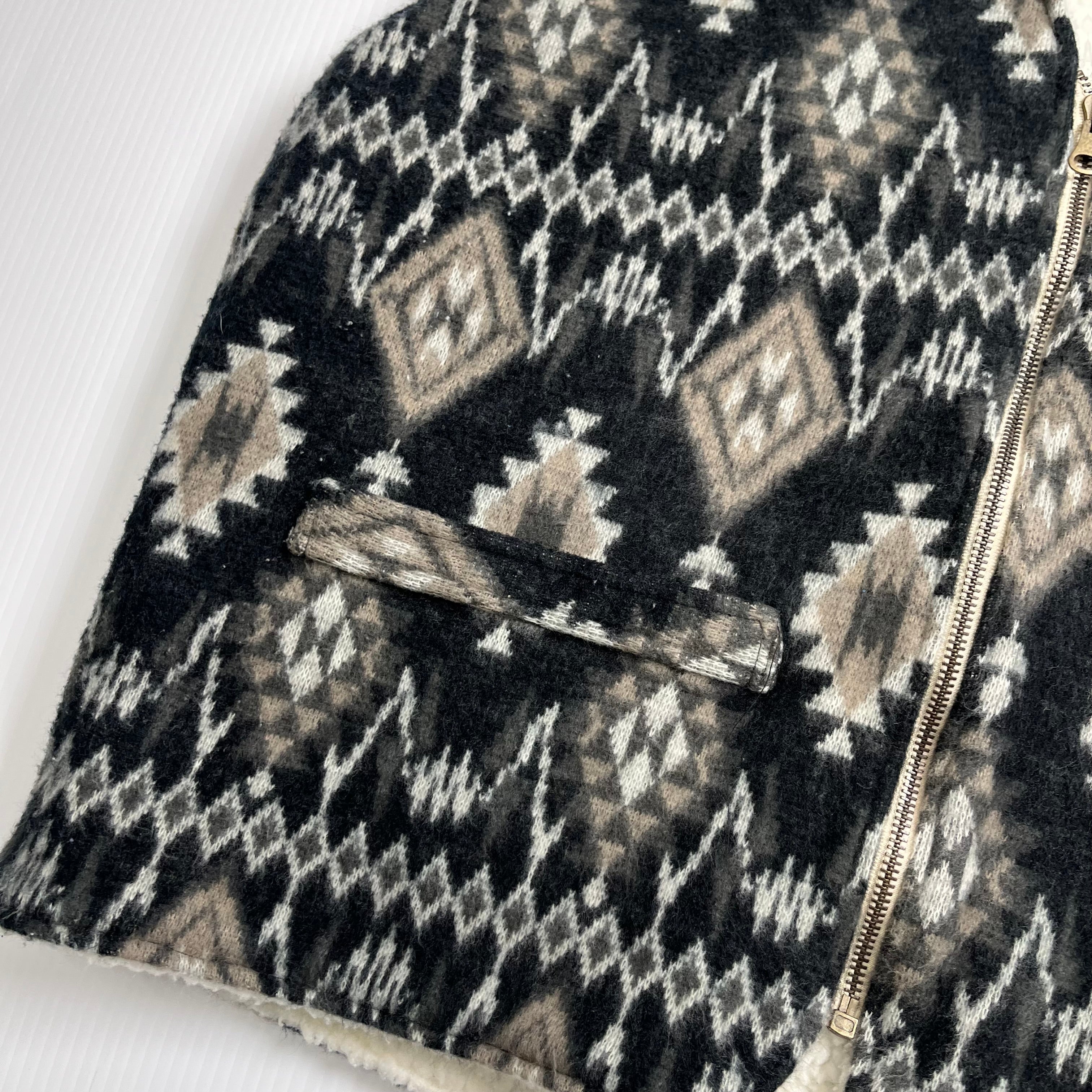 Vintage Wicked Sherpa Lined Pattern Vest XXL