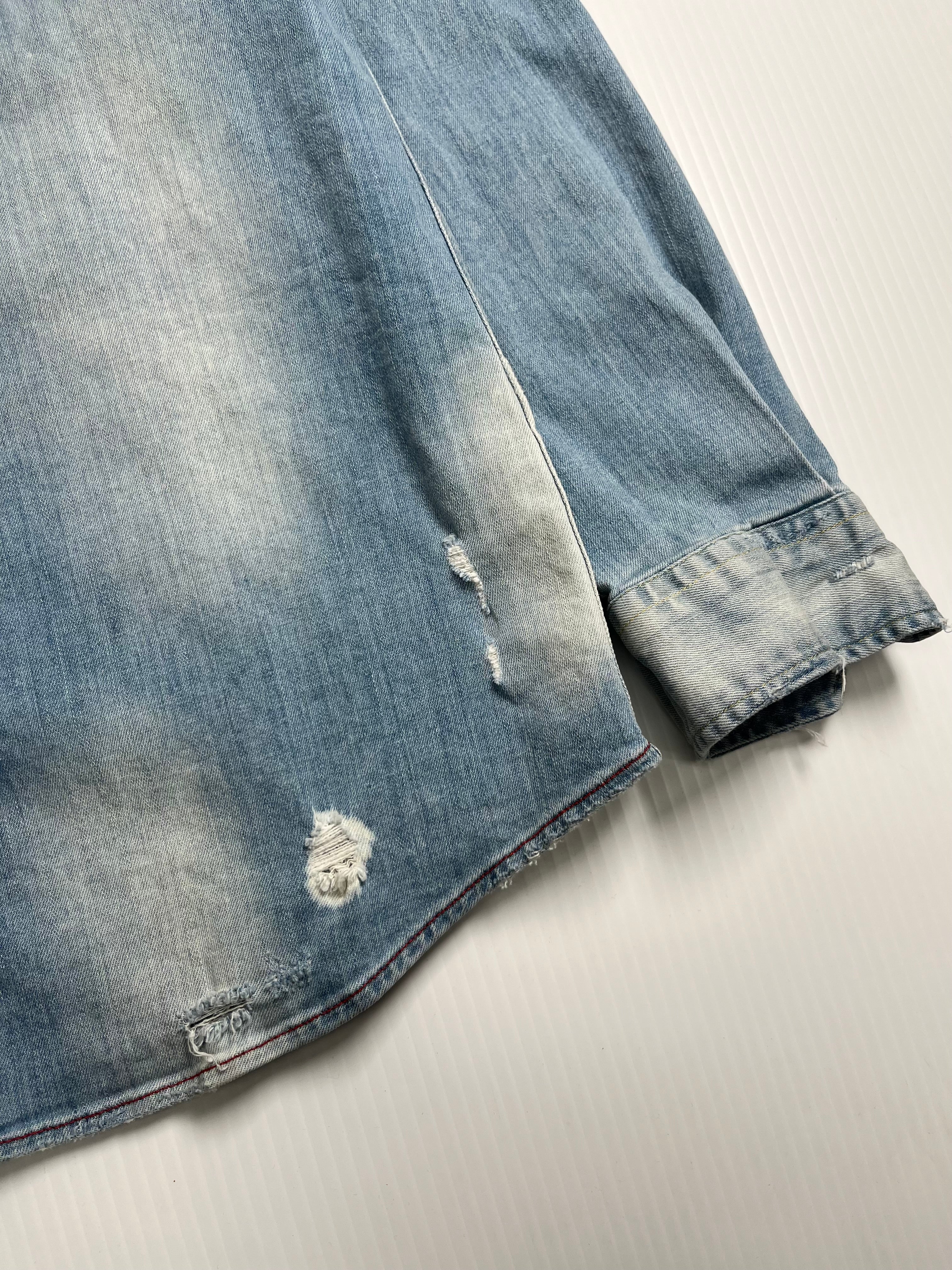 DSquared2 Distressed Denim Button Up Shirt XXL