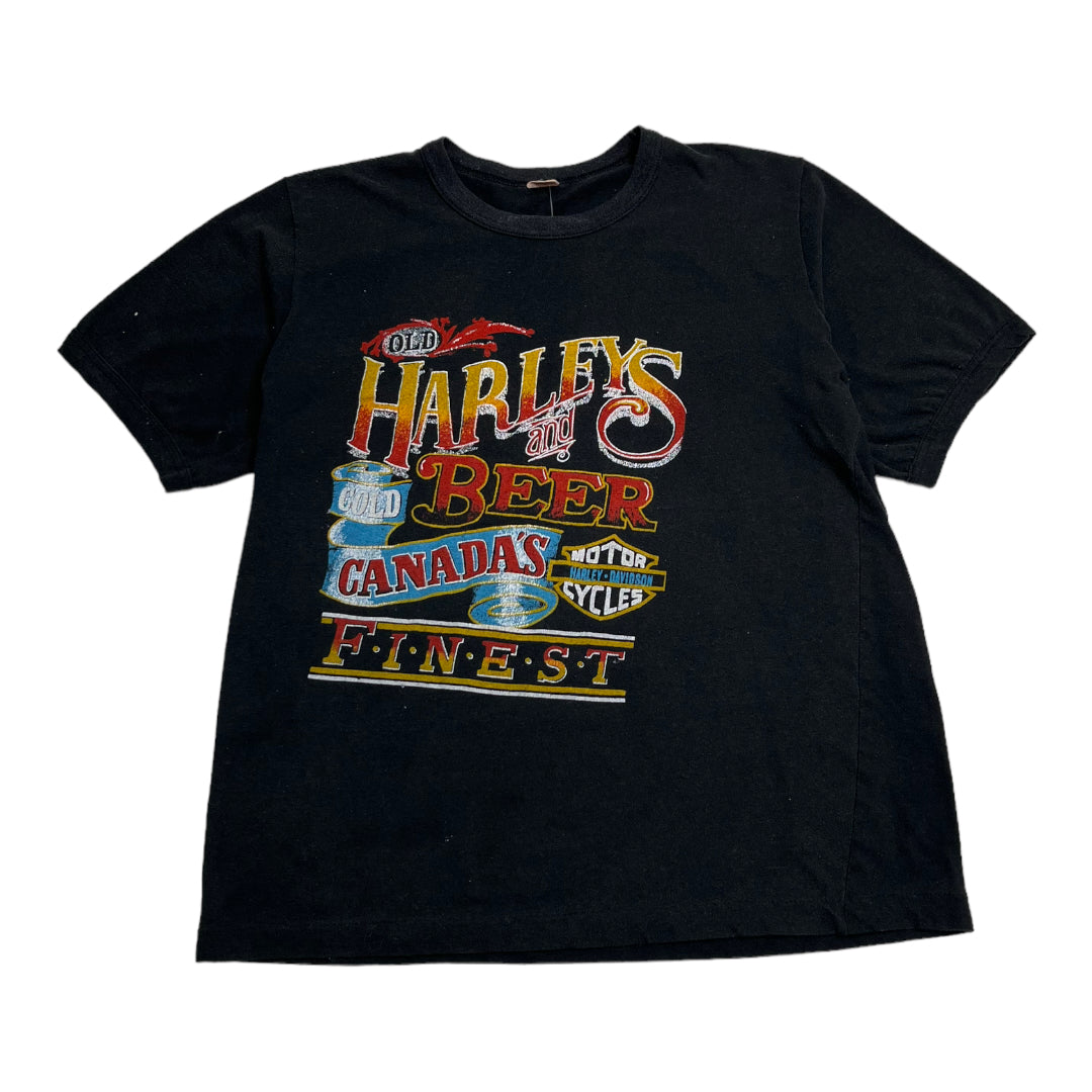 Vintage Old Harleys & Beer Graphic Tee L