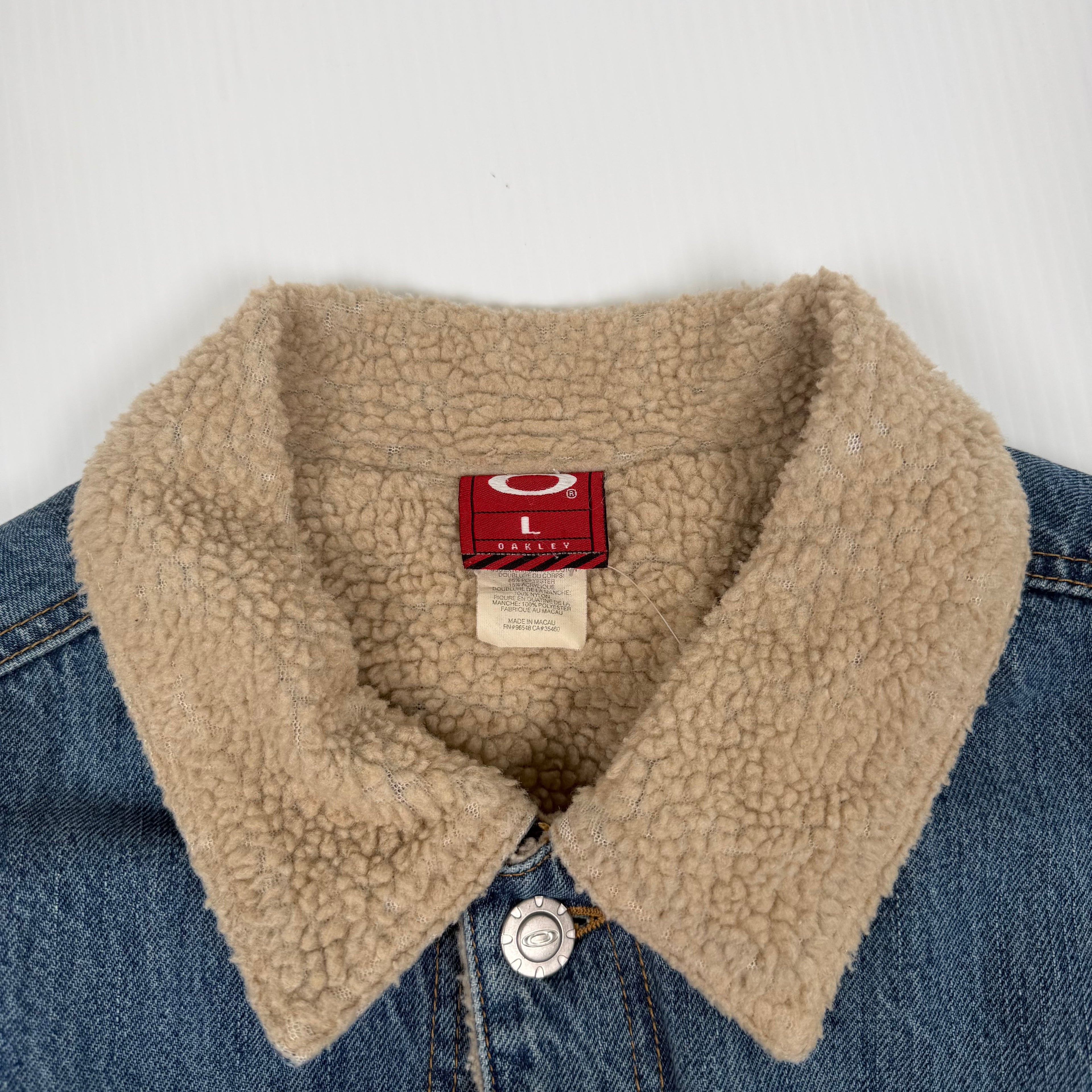 Y2K Oakley Sherpa Lined Denim Jacket L