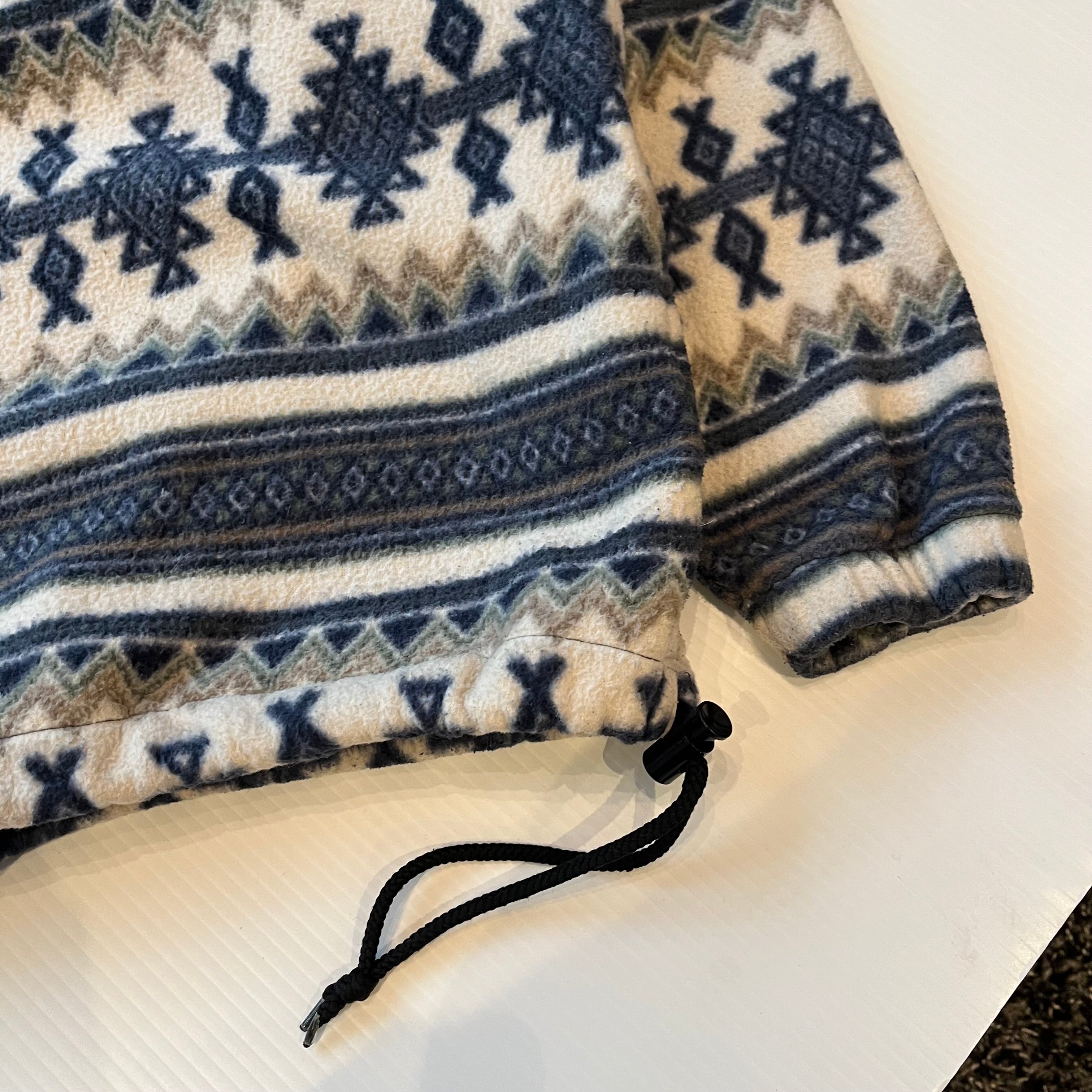 Vintage Pattern 1/4 Zip Fleece Pullover XL