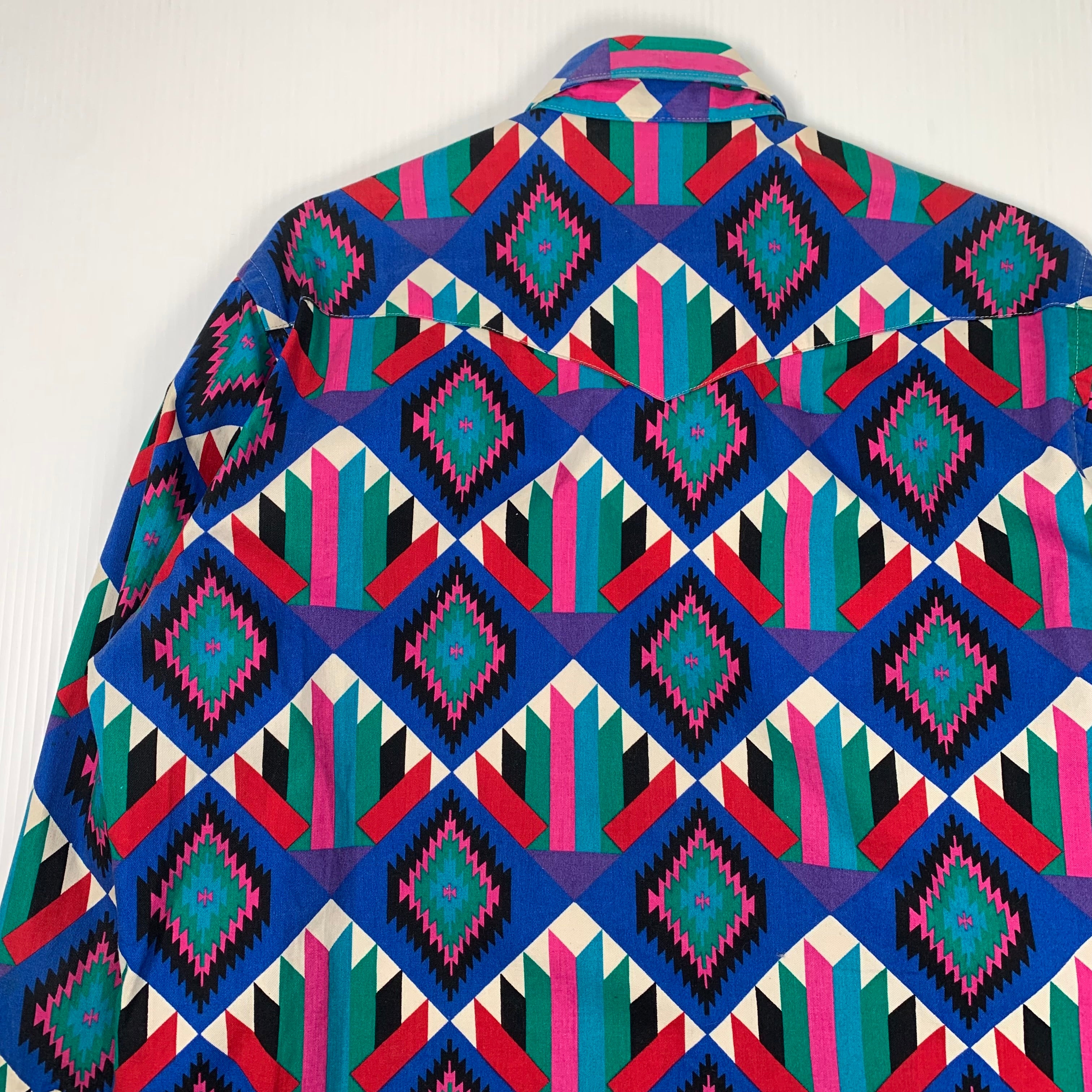 Vintage Wrangler Brushpopper Pattern Button Up Shirt L