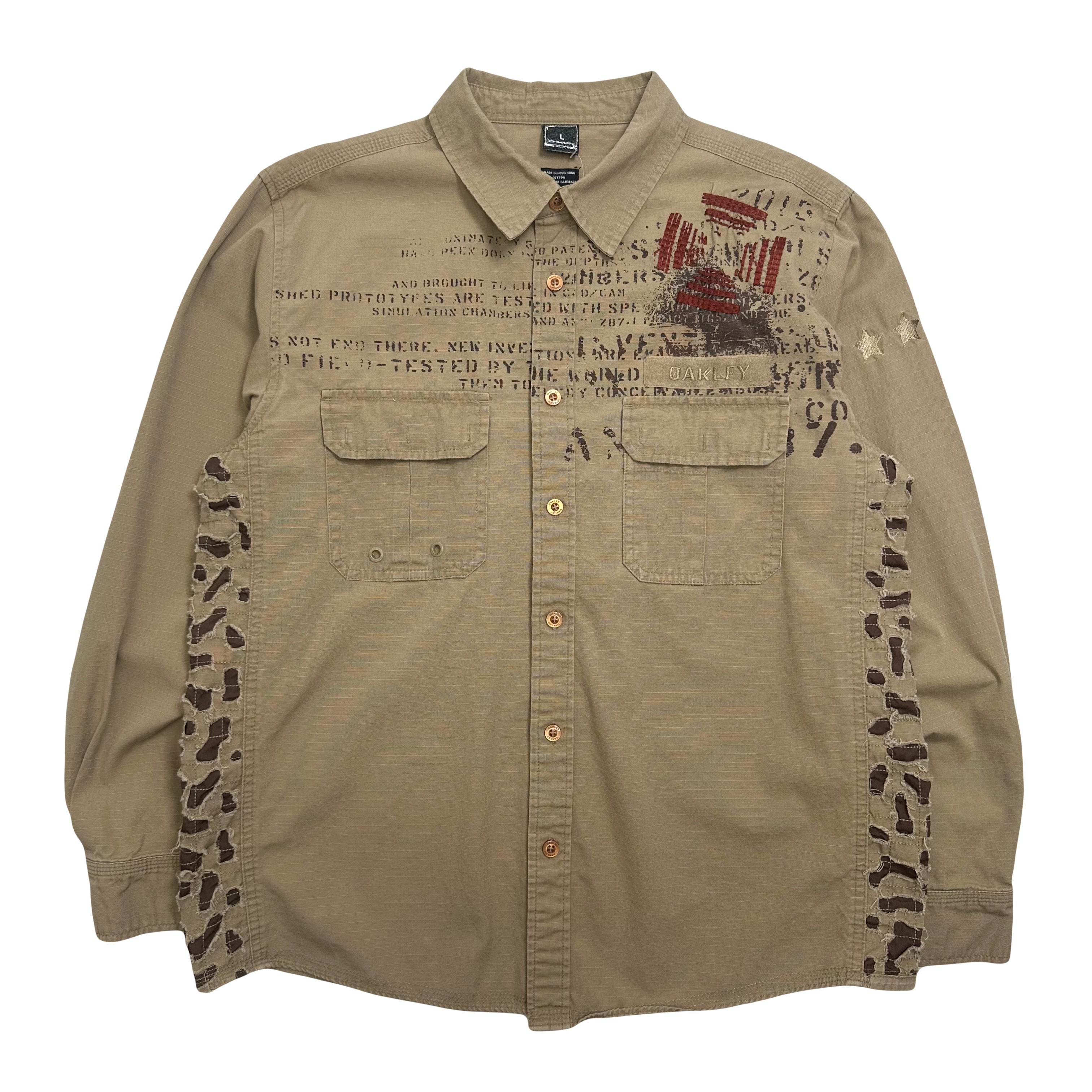 Oakley Ripstop Military Button Up Shirt L