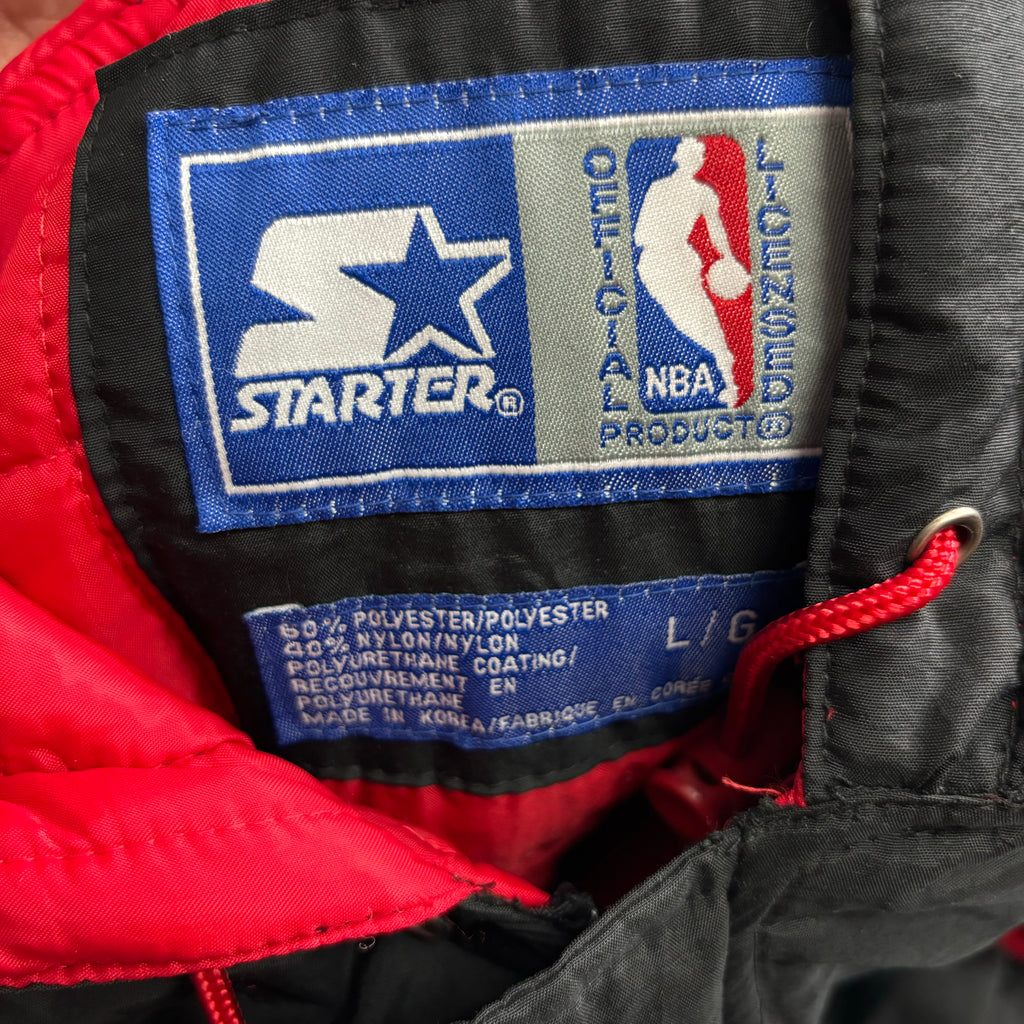 Vintage Chicago Bulls Starter Hooded Puffer Jacket L