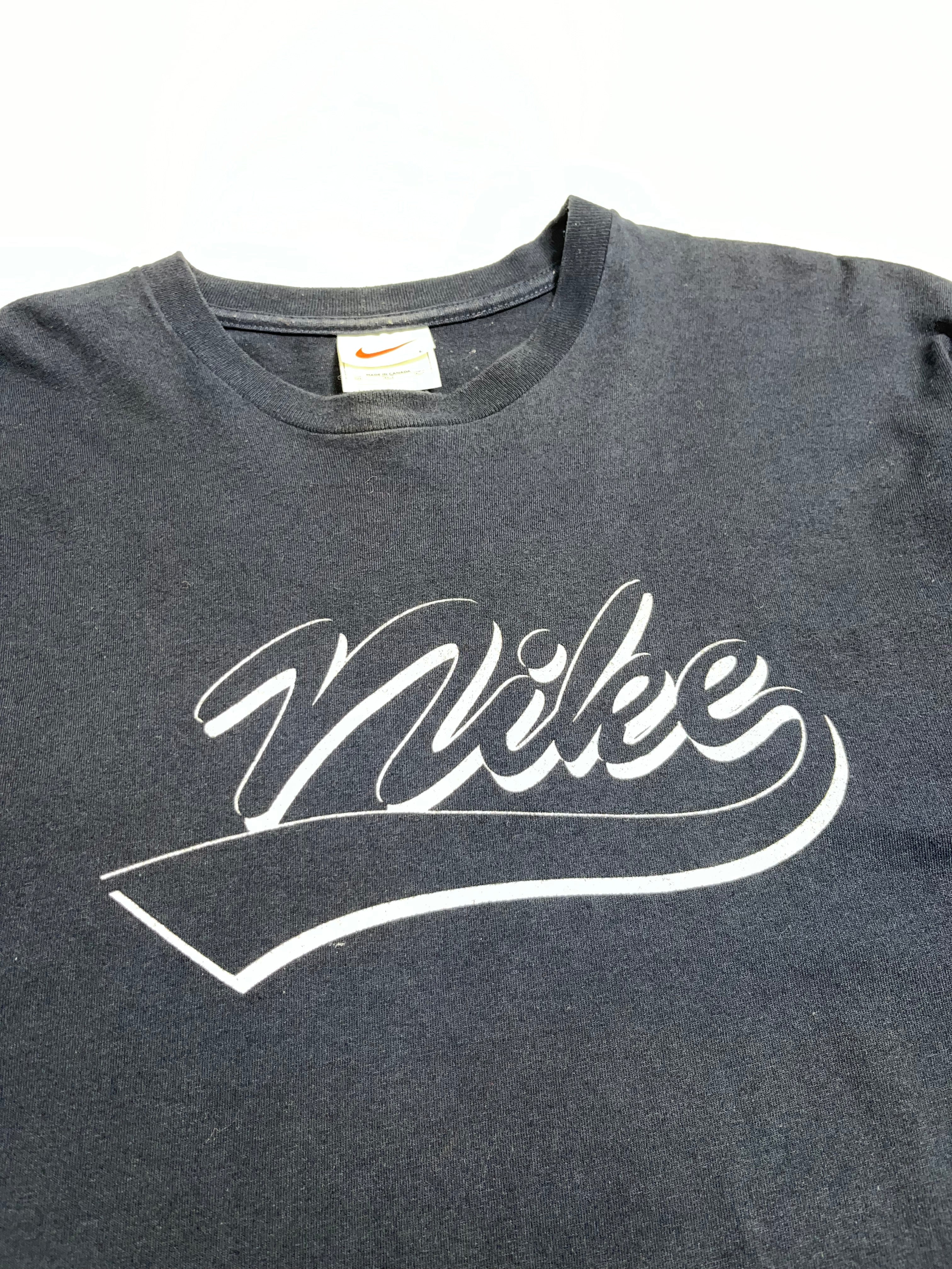90s Nike Script Logo Graphic Tee L