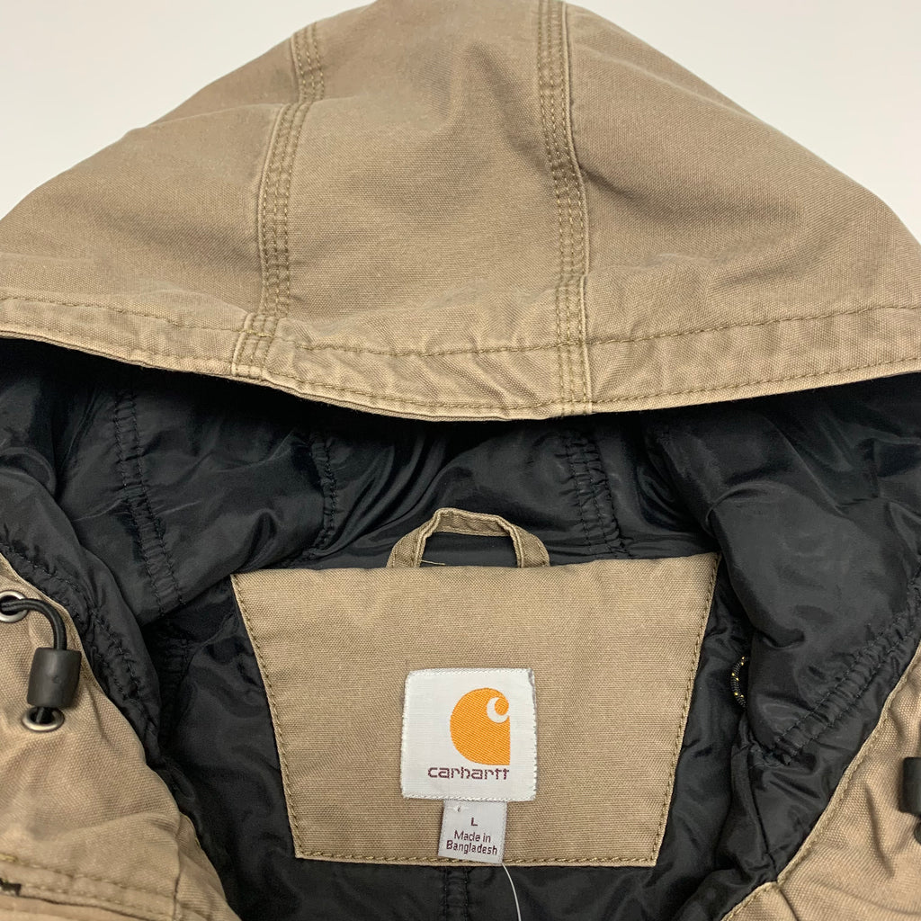 Light Brown Hooded Carhartt Jacket L
