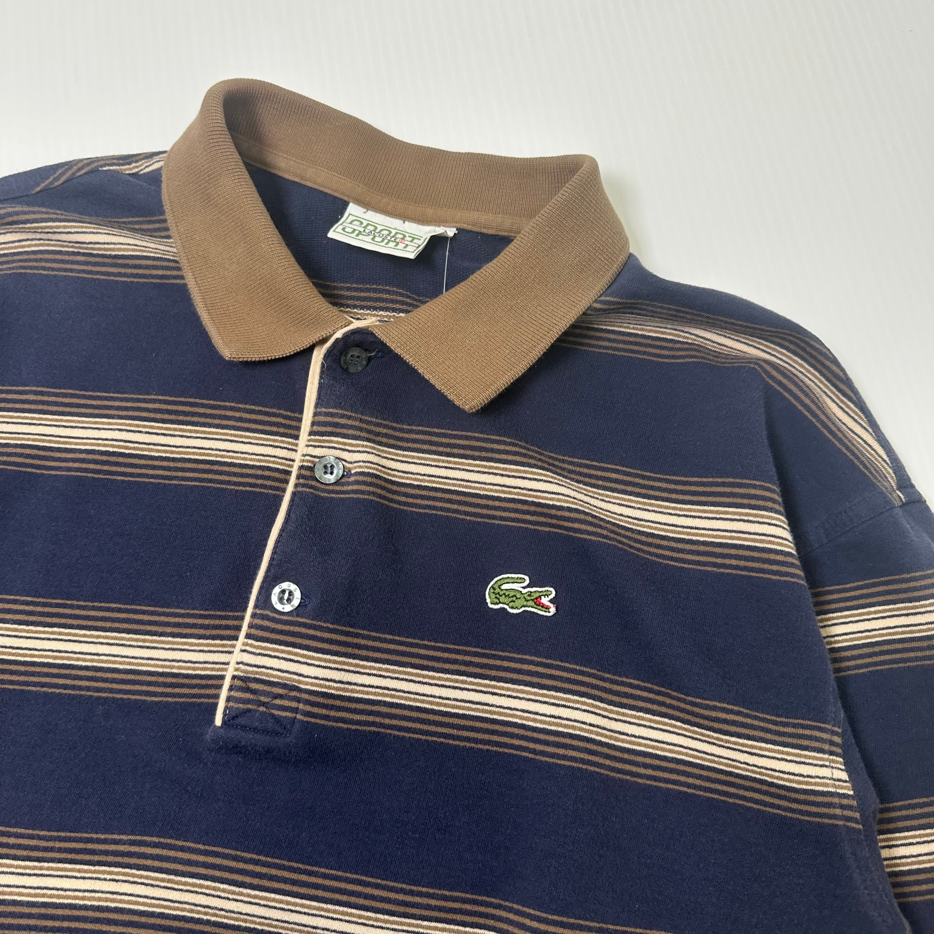 Vintage Lacoste Sport Striped Polo Shirt L