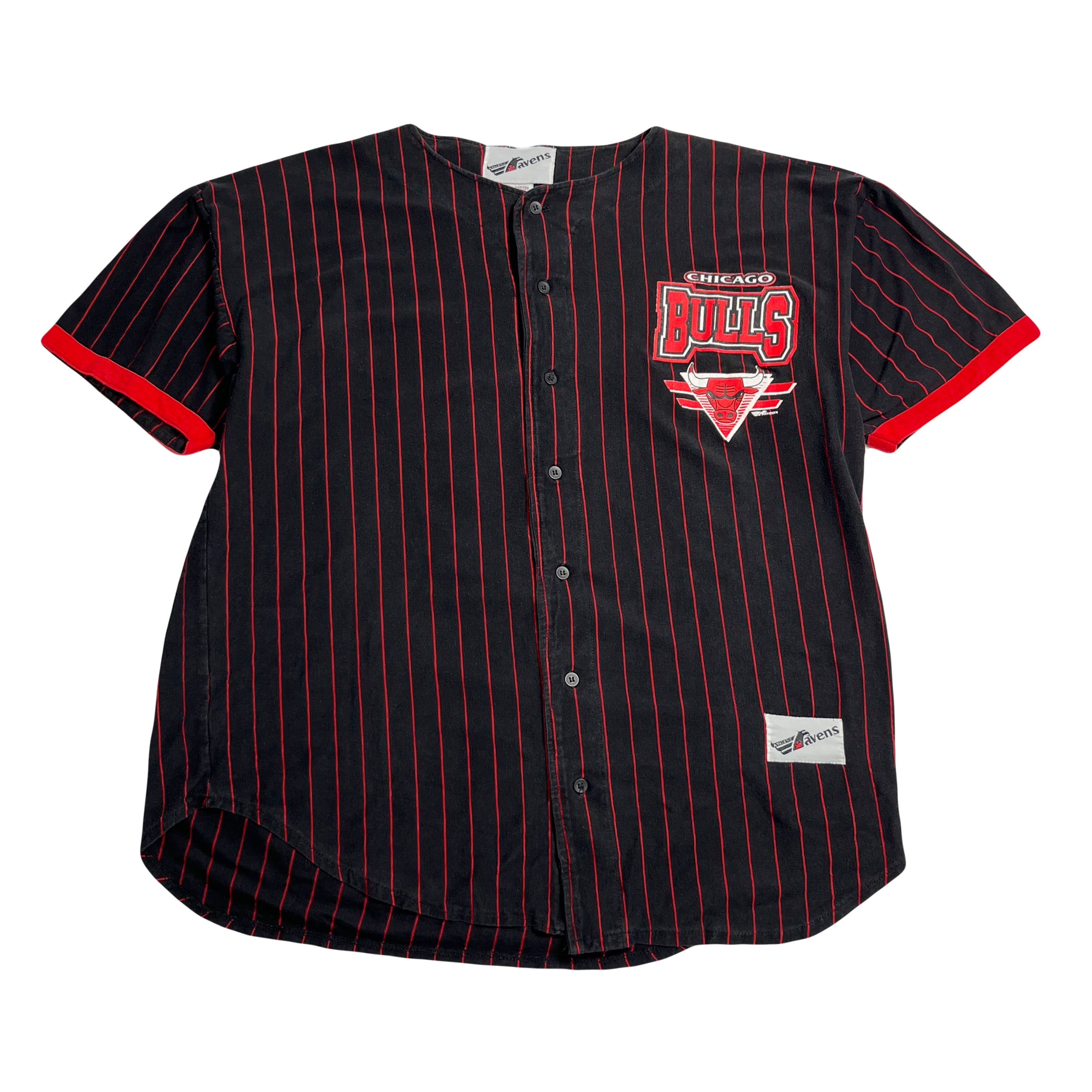 90s Chicago Bulls Ravens Pinstripe Baseball Jersey M