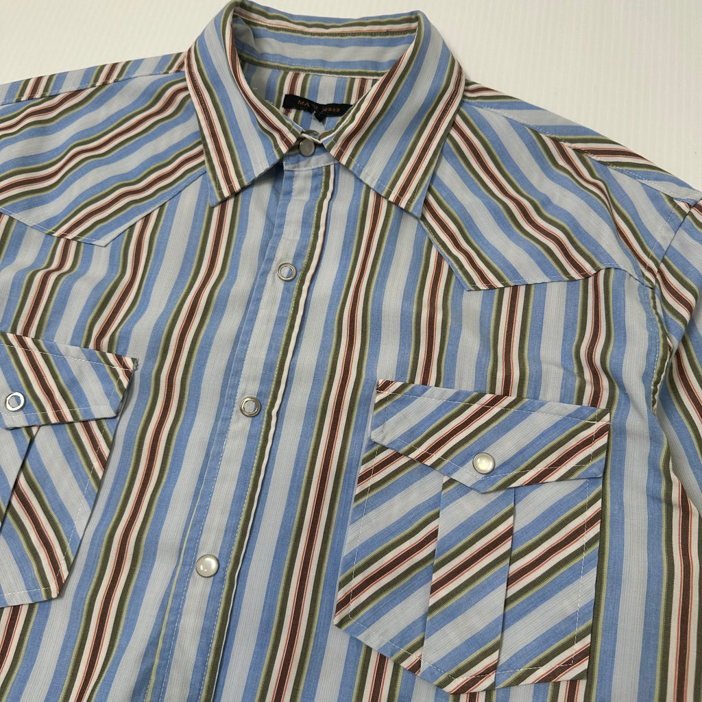 Masi Jeans Striped Short Sleeve Button Up L