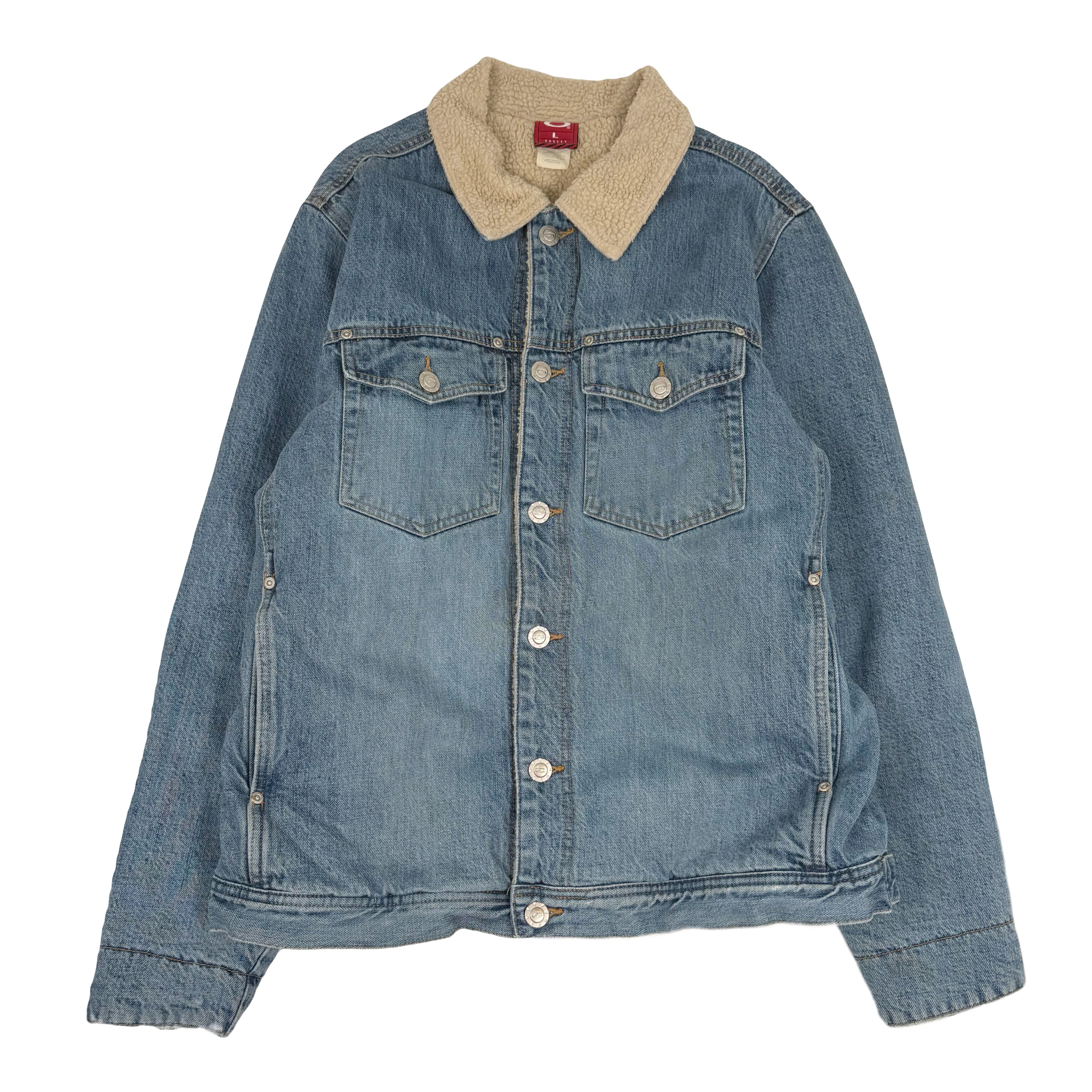 Y2K Oakley Sherpa Lined Denim Jacket L
