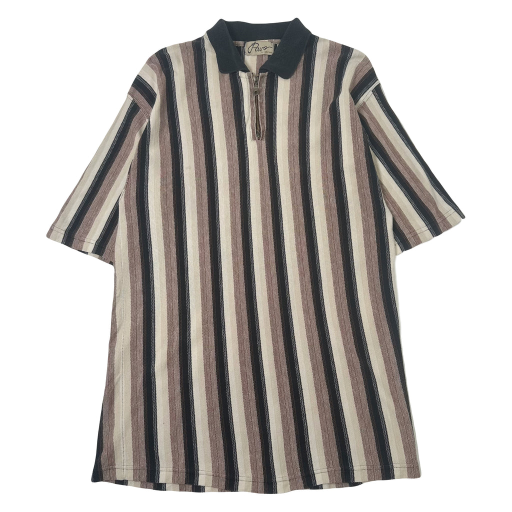 Pavo Striped 1/4 Zip Polo Shirt L