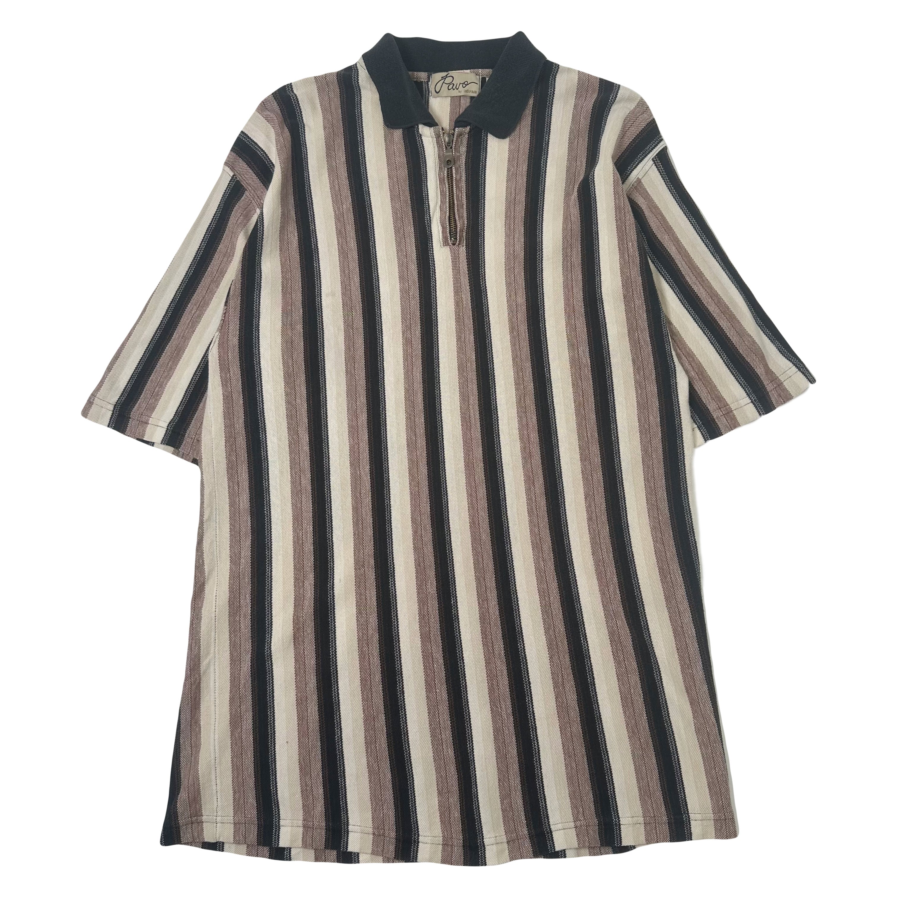 Pavo Striped 1/4 Zip Polo Shirt L