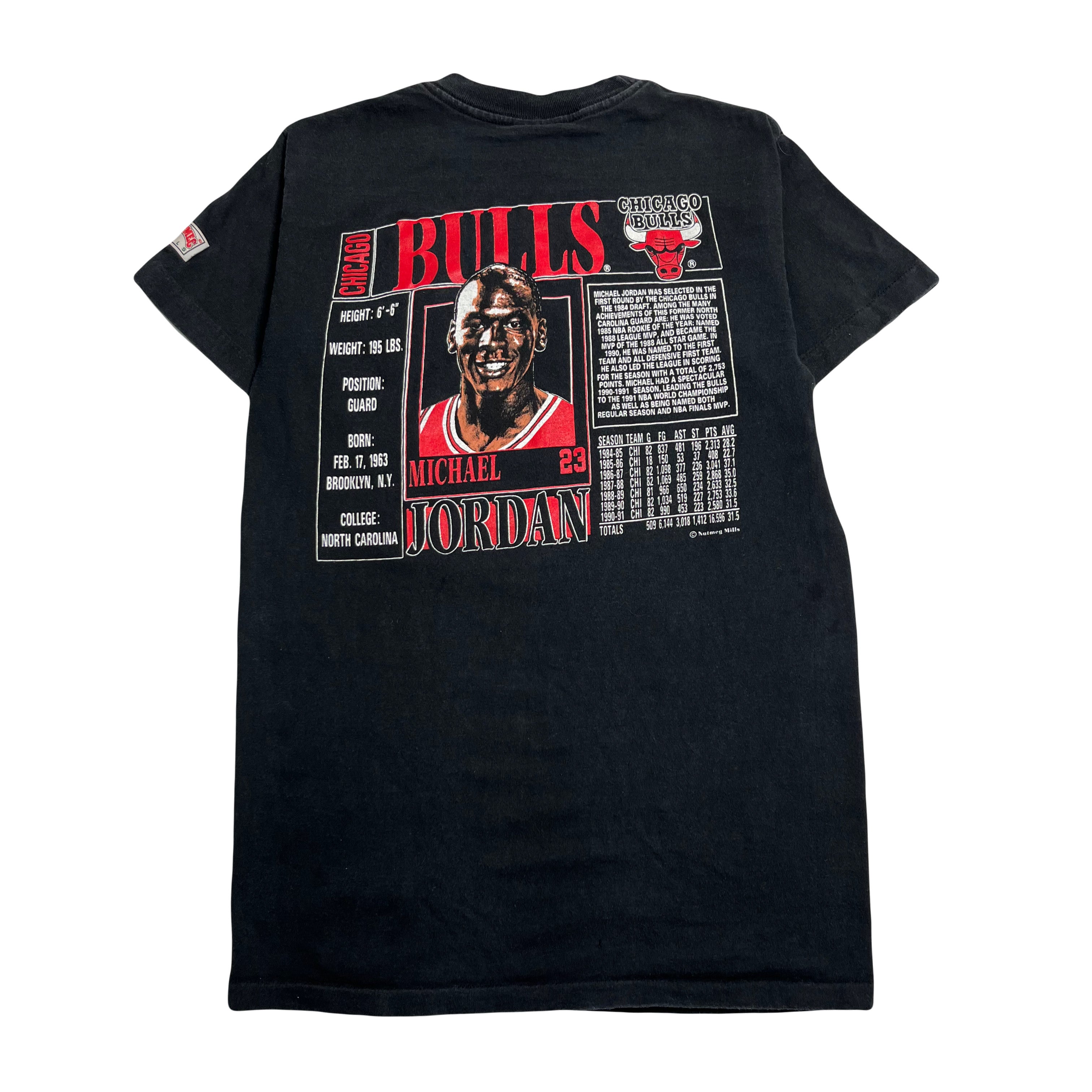90s Nutmeg Michael Jordan Chicago Bulls Stats Tee Youth L